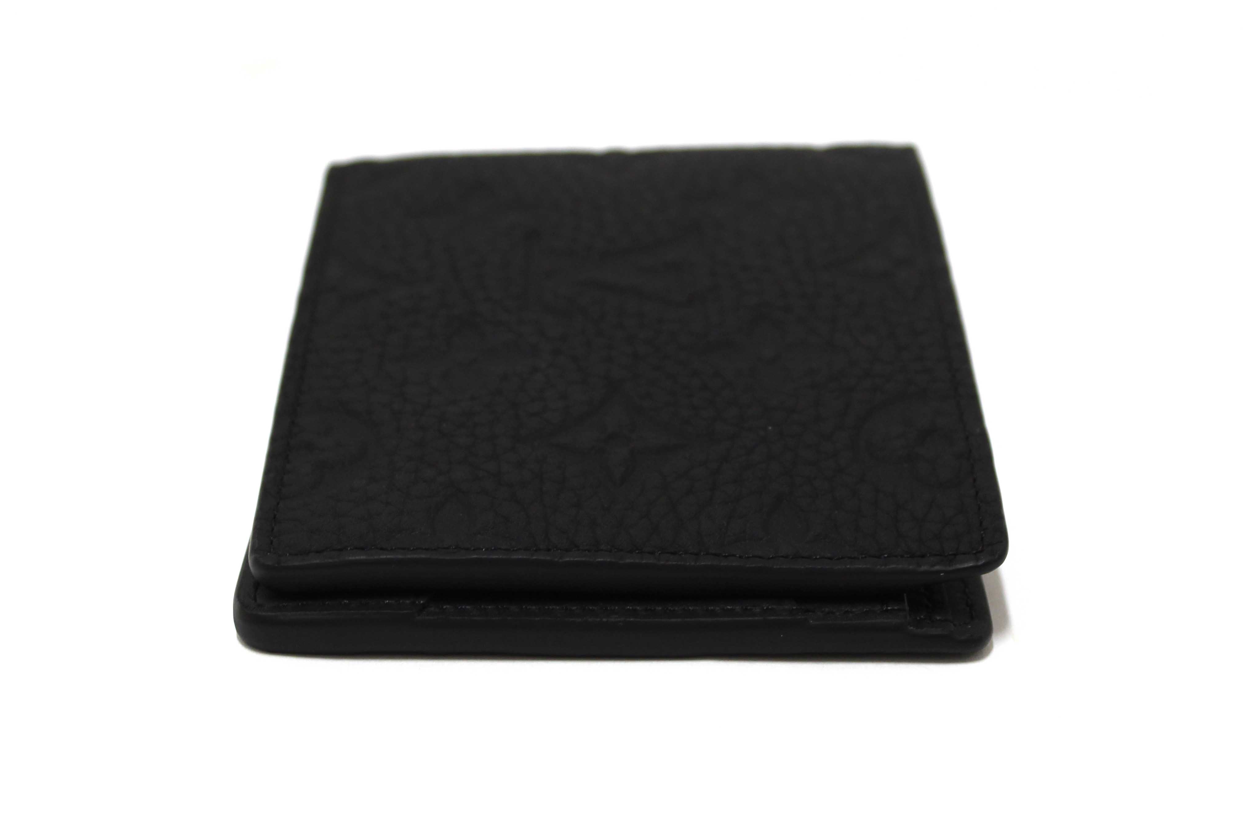 NEW Authentic Louis Vuitton Black Embossed Taurillon Multiple Bifold Wallet