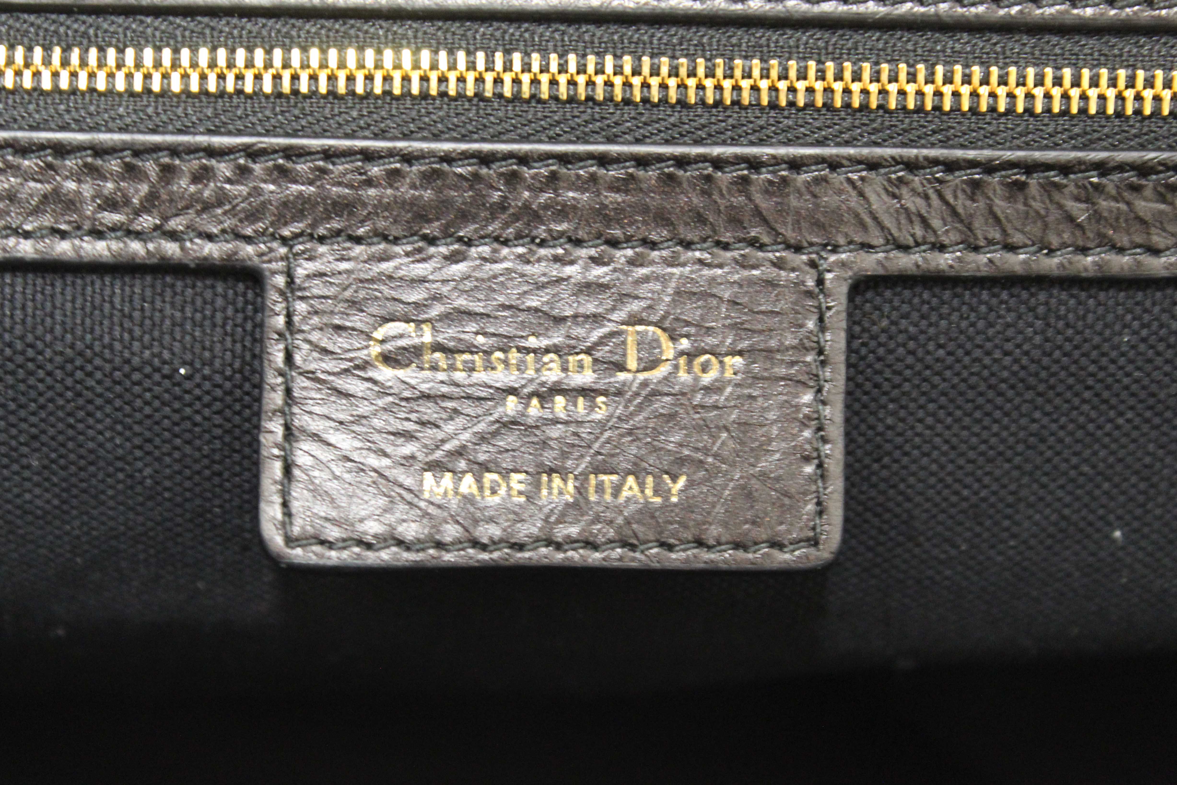 Authentic Christian Dior Black Crinkled Calfskin Large Grand Tour Multipocket Hobo Bag