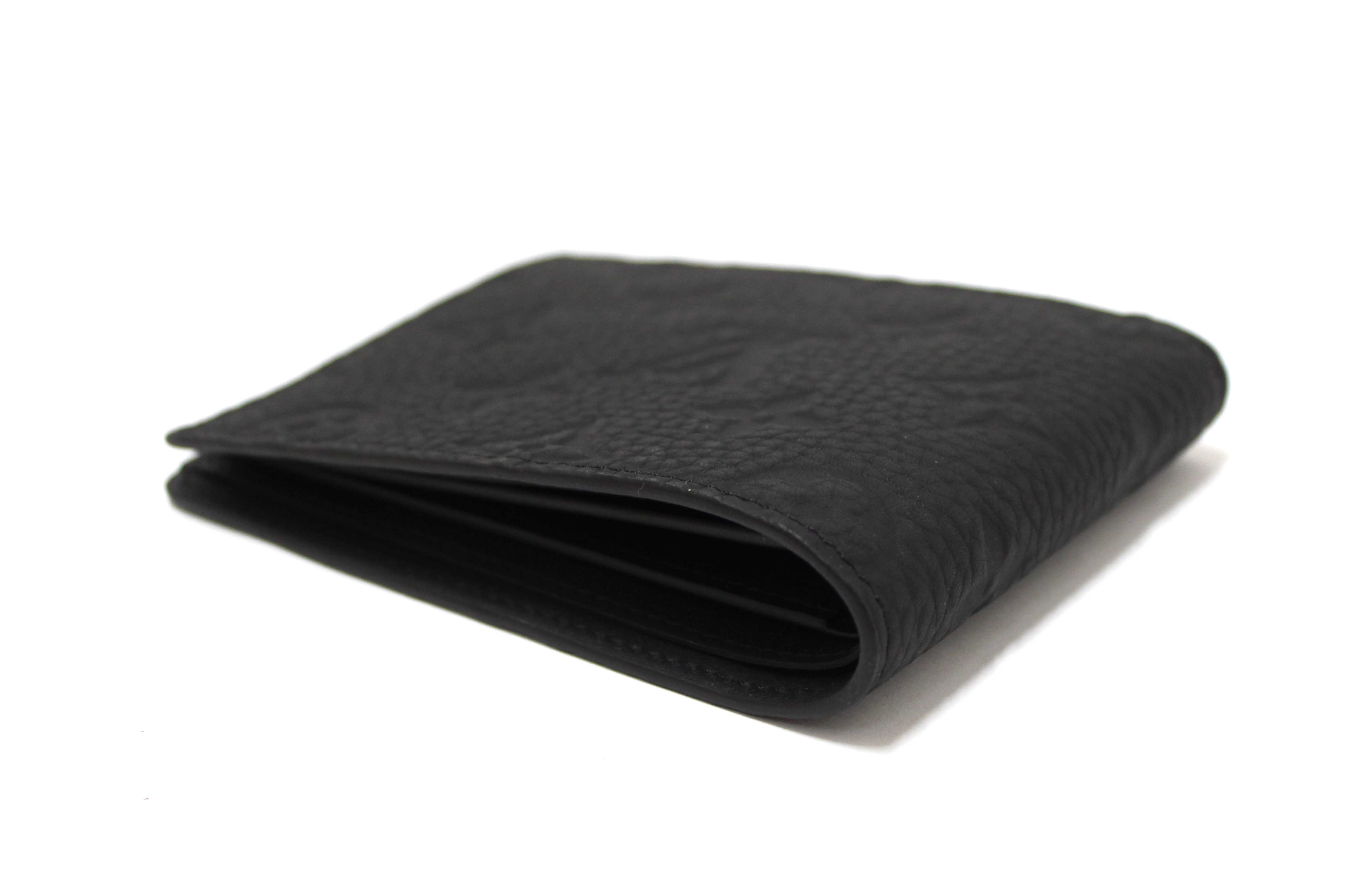 NEW Authentic Louis Vuitton Black Embossed Taurillon Multiple Bifold Wallet