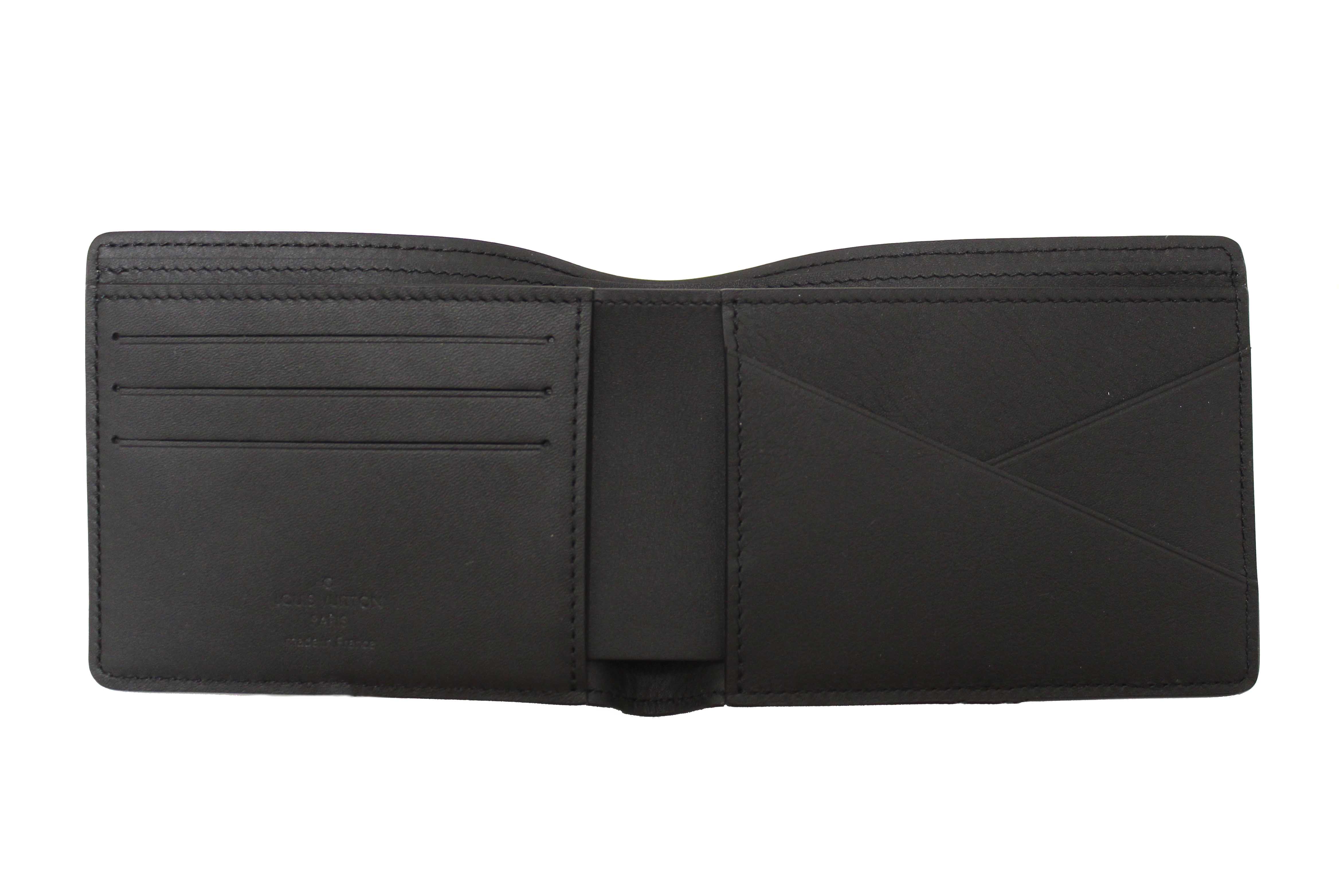 NEW Authentic Louis Vuitton Black Embossed Taurillon Multiple Bifold Wallet