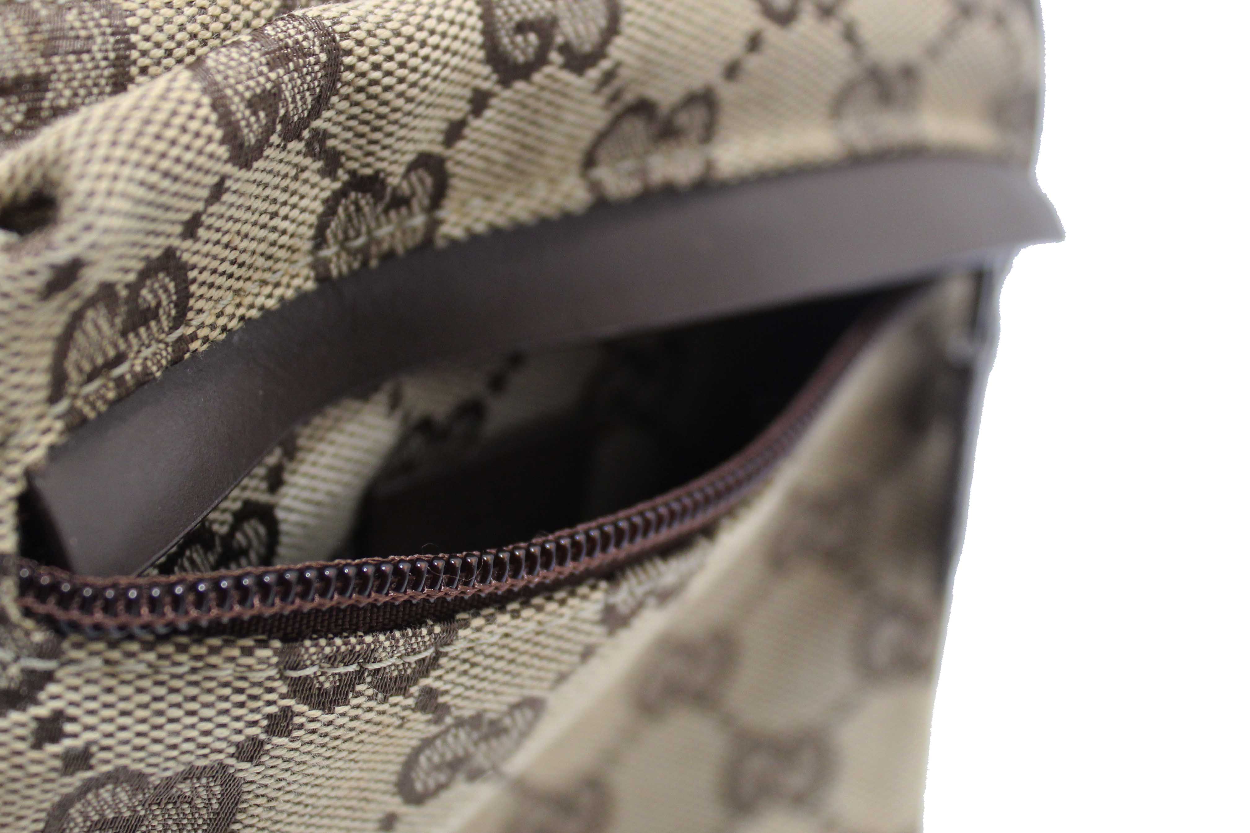 Authentic Gucci Vintage GG Monogram Web Double Pocket Belt Waist Bag 28566