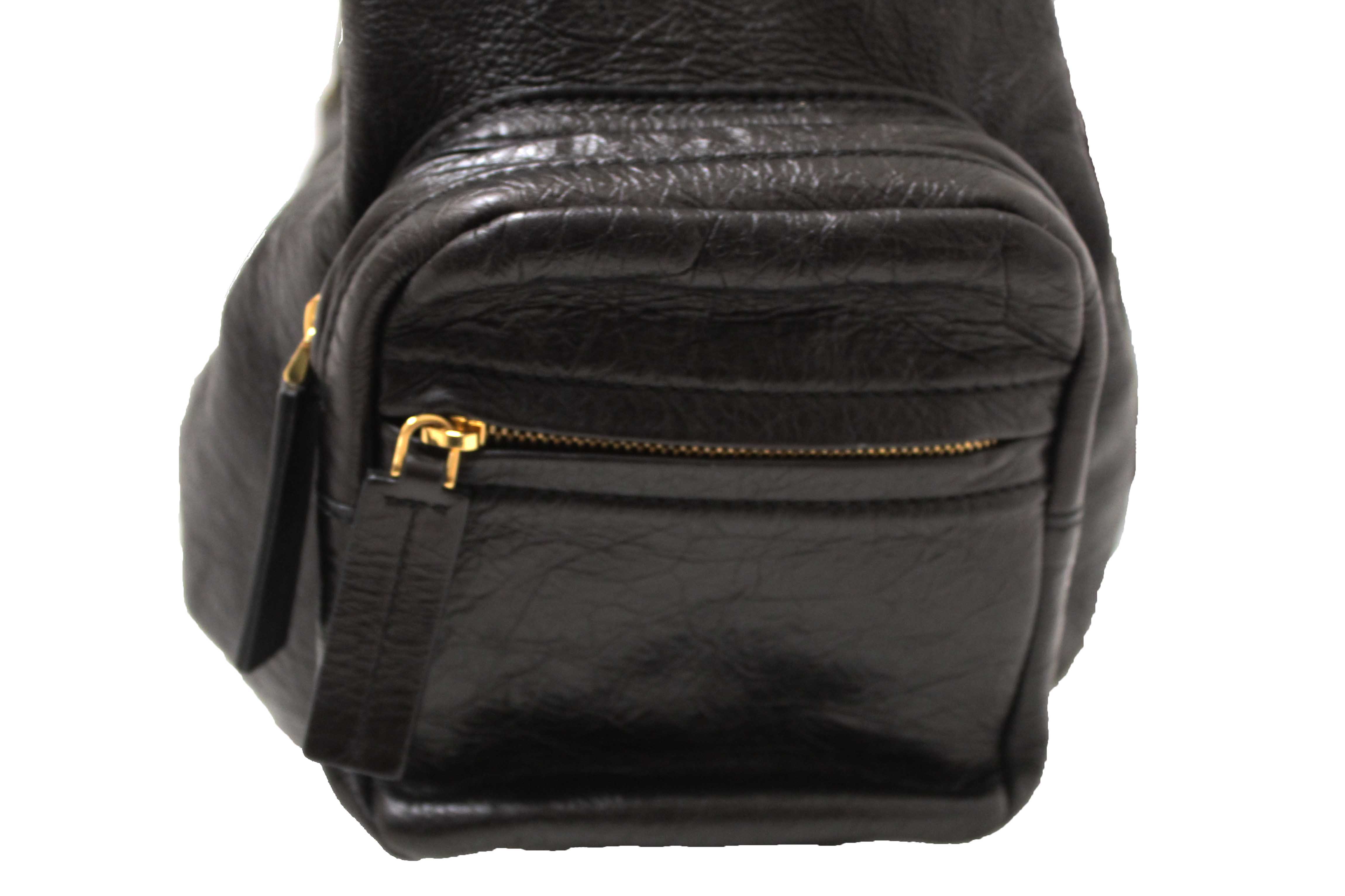 Authentic Christian Dior Black Crinkled Calfskin Large Grand Tour Multipocket Hobo Bag