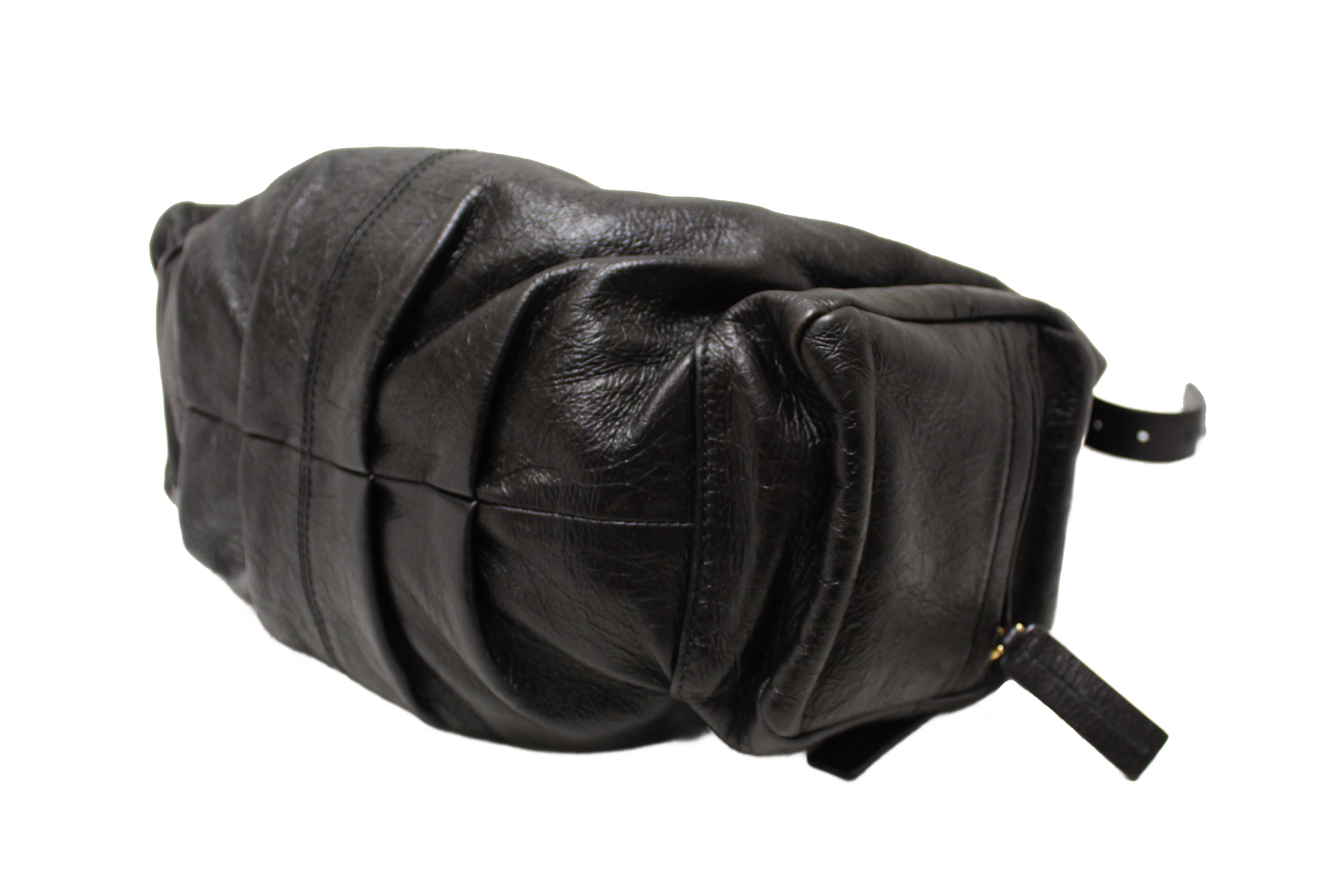 Authentic Christian Dior Black Crinkled Calfskin Large Grand Tour Multipocket Hobo Bag