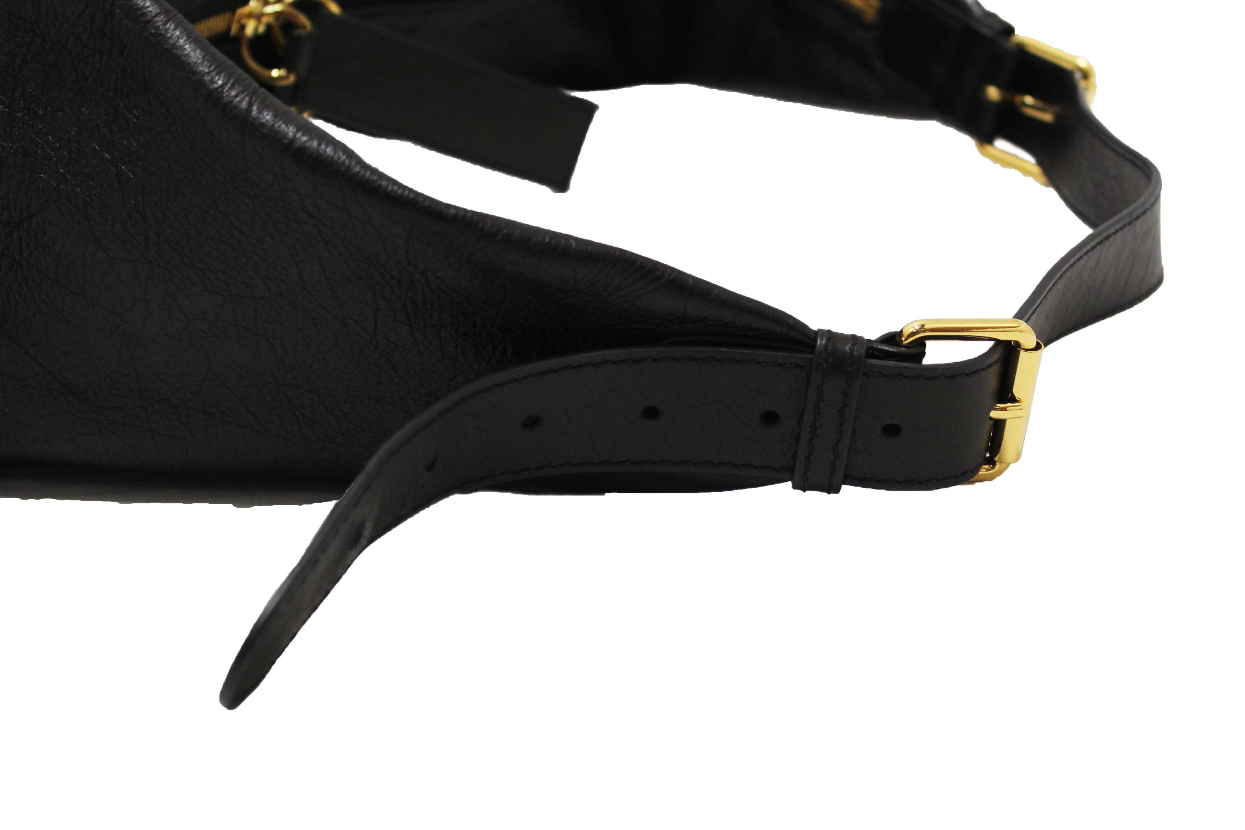 Authentic Christian Dior Black Crinkled Calfskin Large Grand Tour Multipocket Hobo Bag