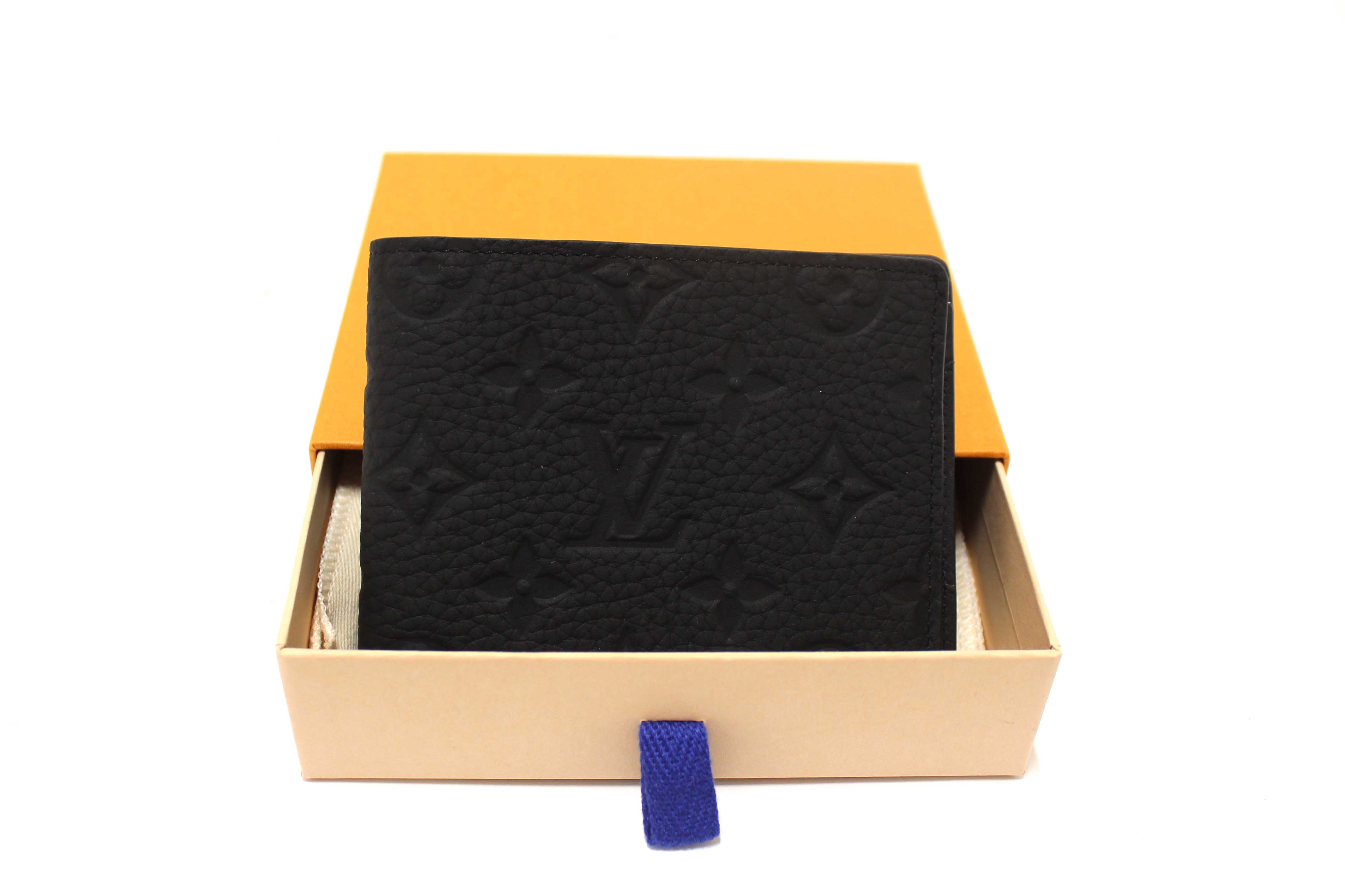 NEW Authentic Louis Vuitton Black Embossed Taurillon Multiple Bifold Wallet