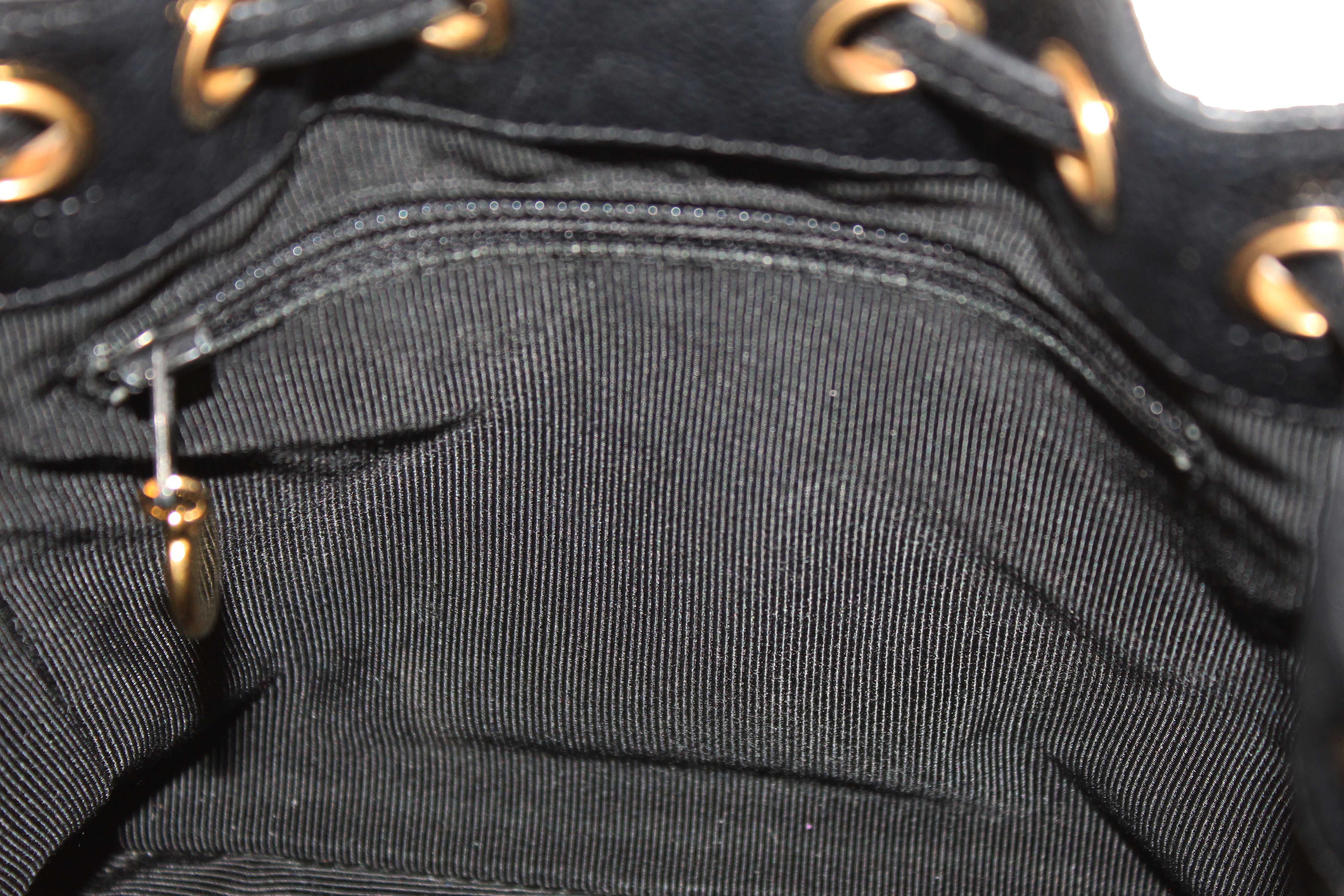 Authentic Chanel Black Caviar Leather Mini Drawstring Bucket Crossbody Bag