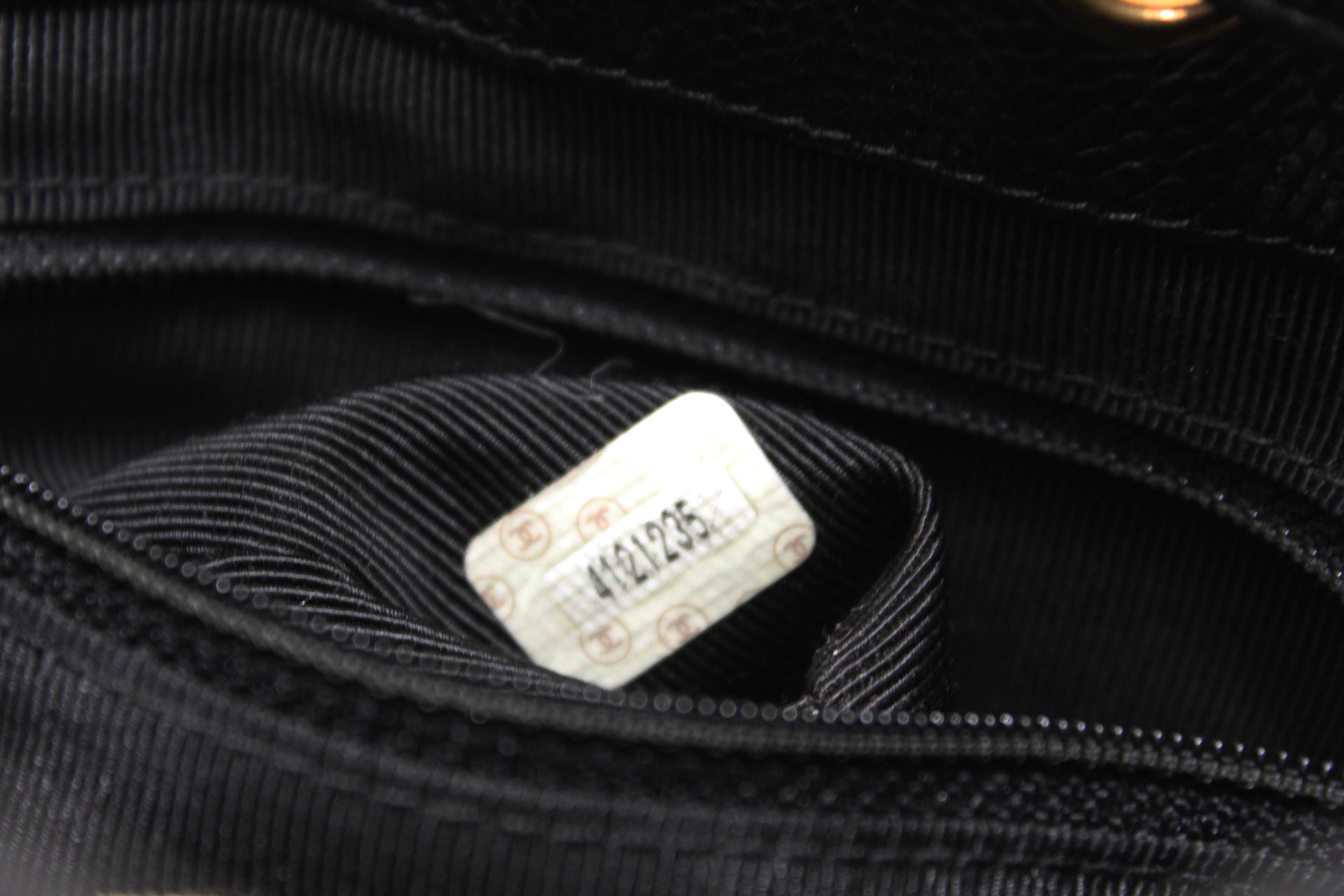 Authentic Chanel Black Caviar Leather Mini Drawstring Bucket Crossbody Bag