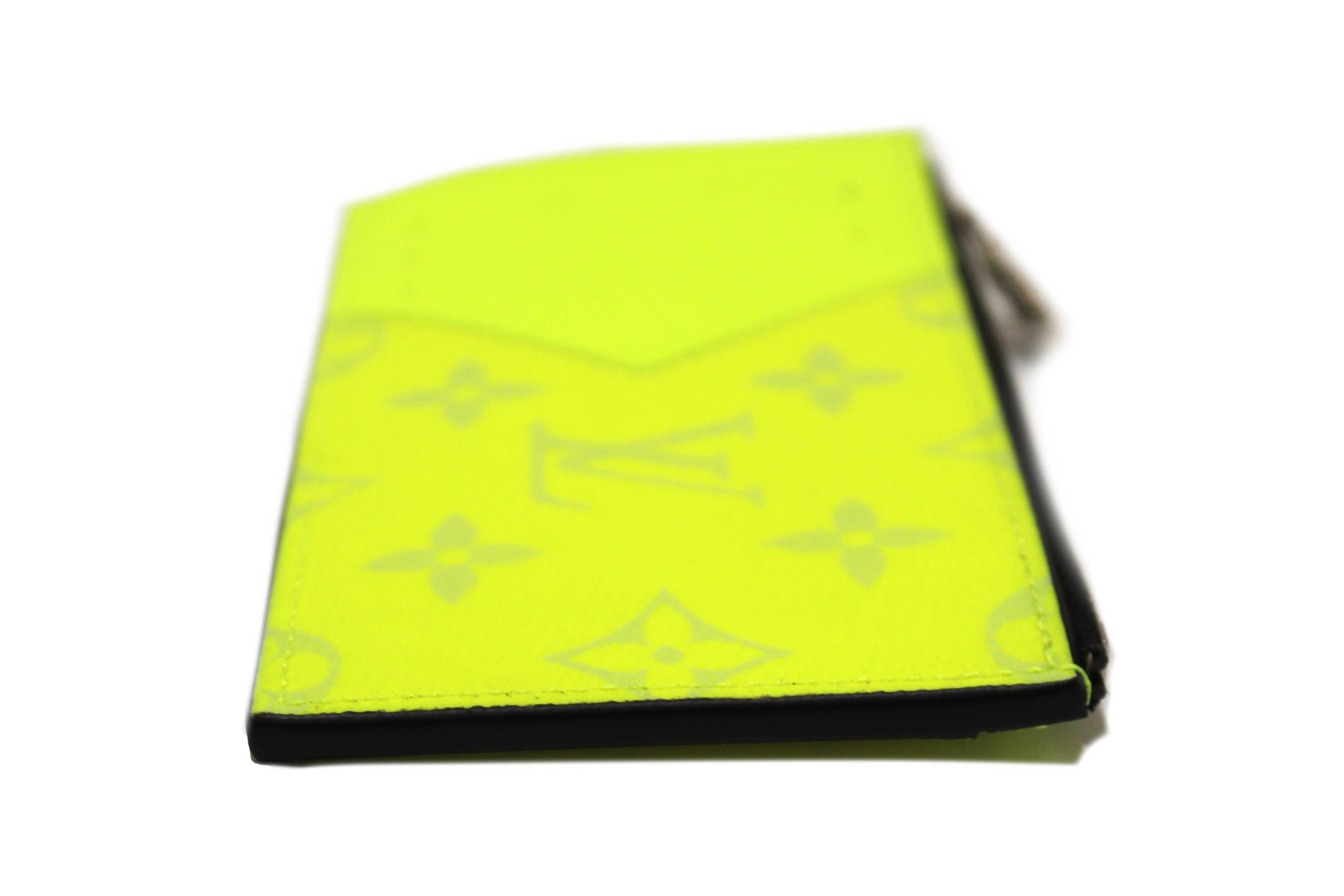 NEW Authentic Louis Vuitton Neon Yellow Taigarama Coin Card Holder