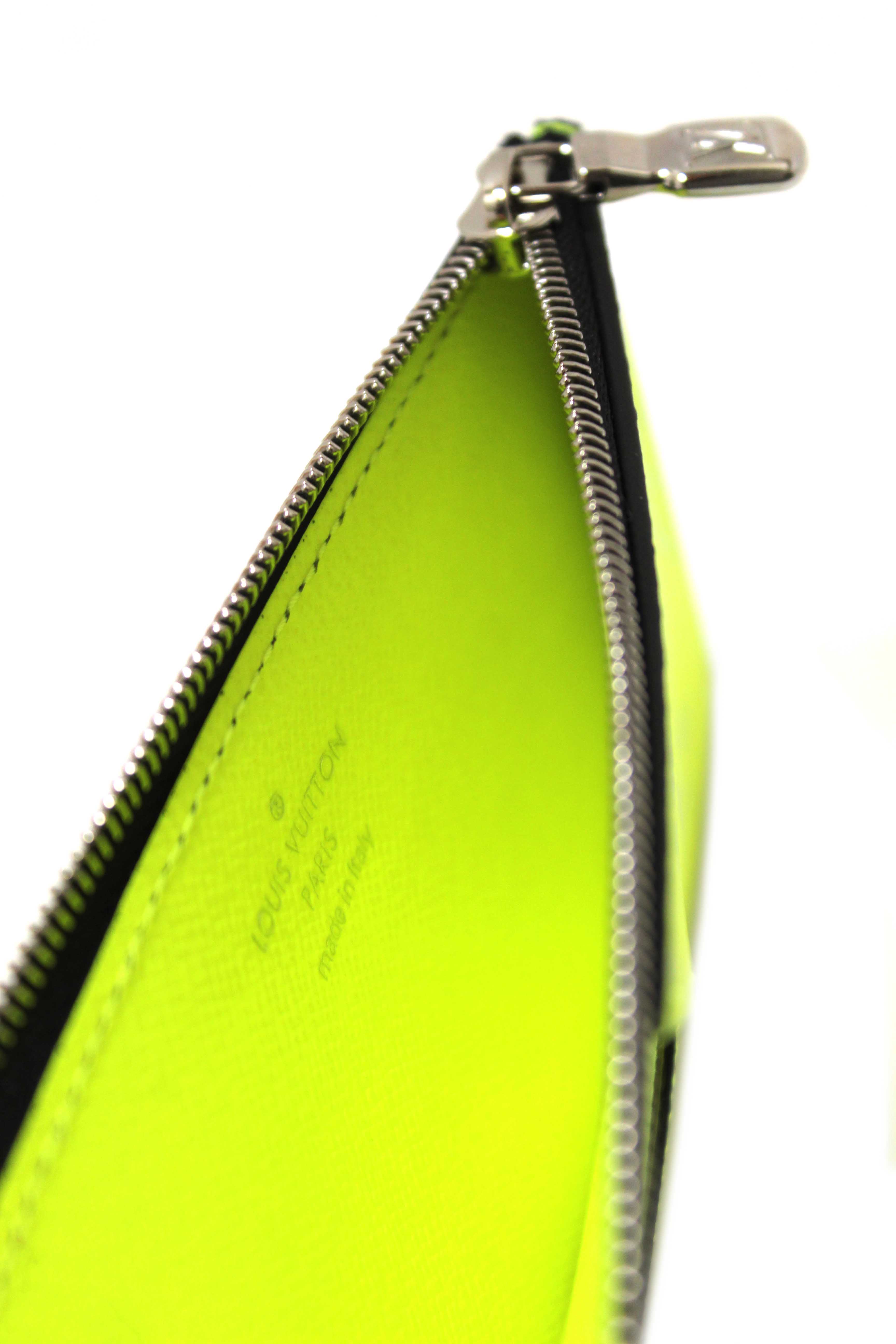 NEW Authentic Louis Vuitton Neon Yellow Taigarama Coin Card Holder