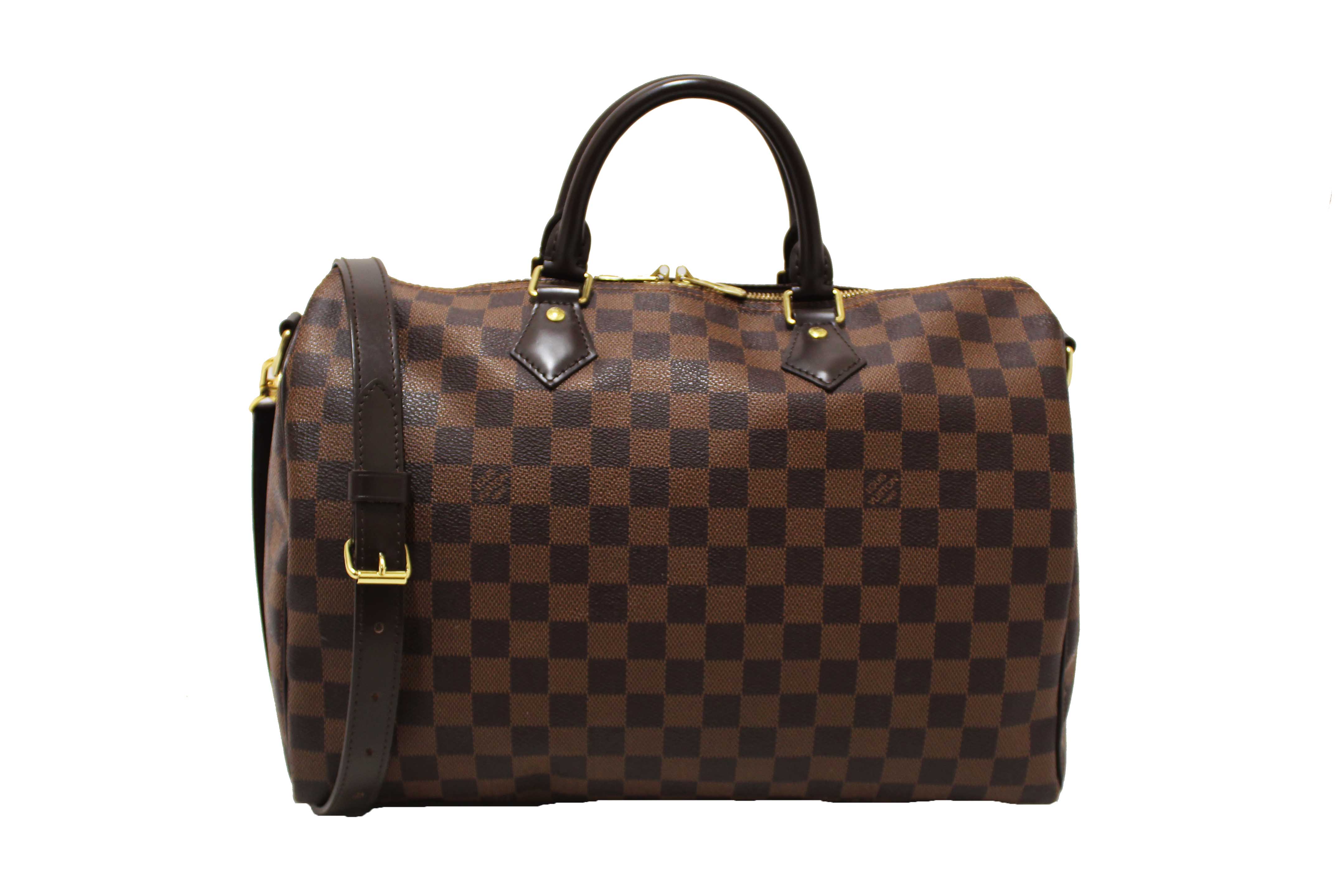 Authentic Louis Vuitton Damier Ebene Speedy 35 Bandouliere Bag