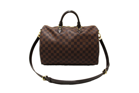 Authentic Louis Vuitton Damier Ebene Speedy 35 Bandouliere Bag