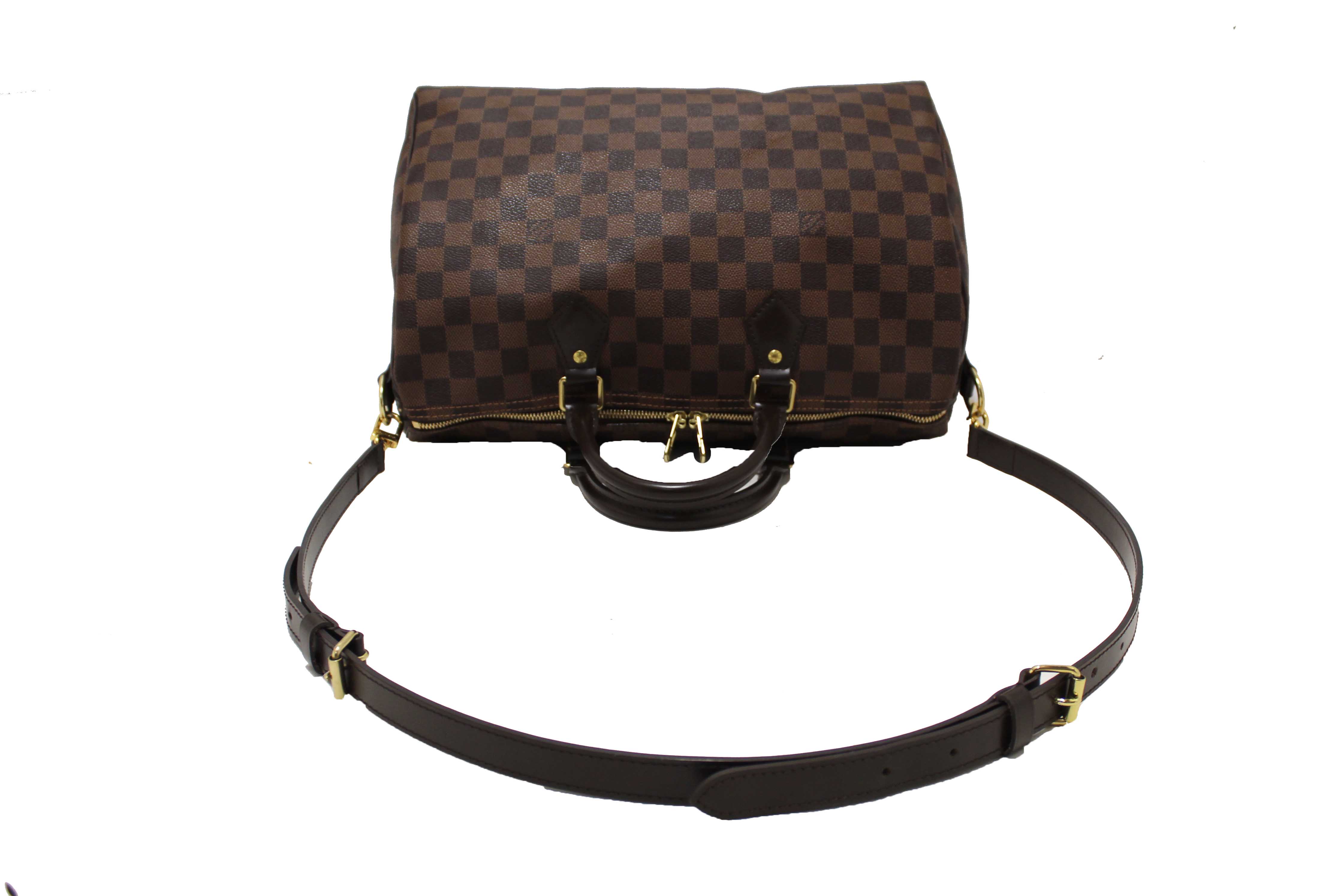 Authentic Louis Vuitton Damier Ebene Speedy 35 Bandouliere Bag
