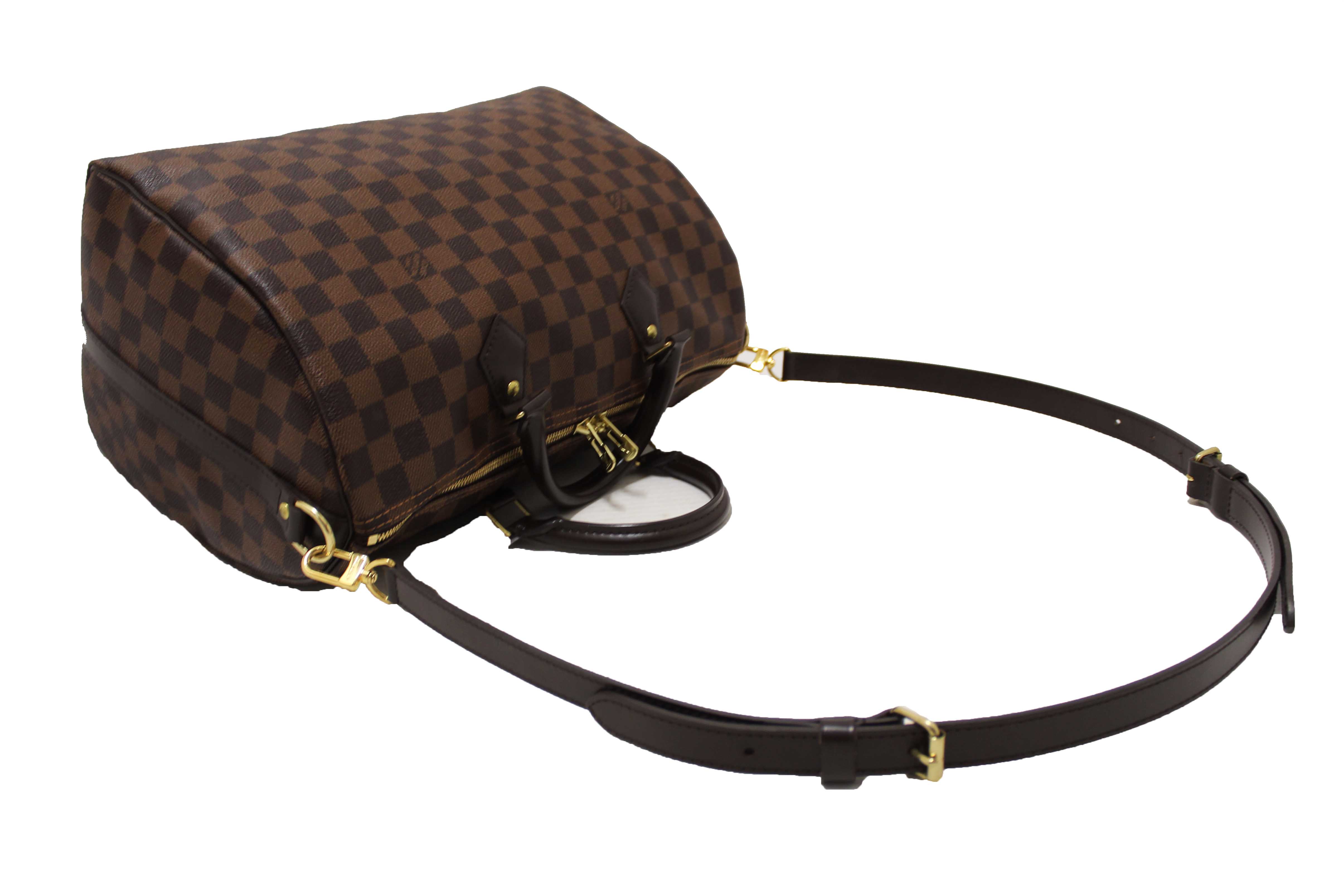 Authentic Louis Vuitton Damier Ebene Speedy 35 Bandouliere Bag