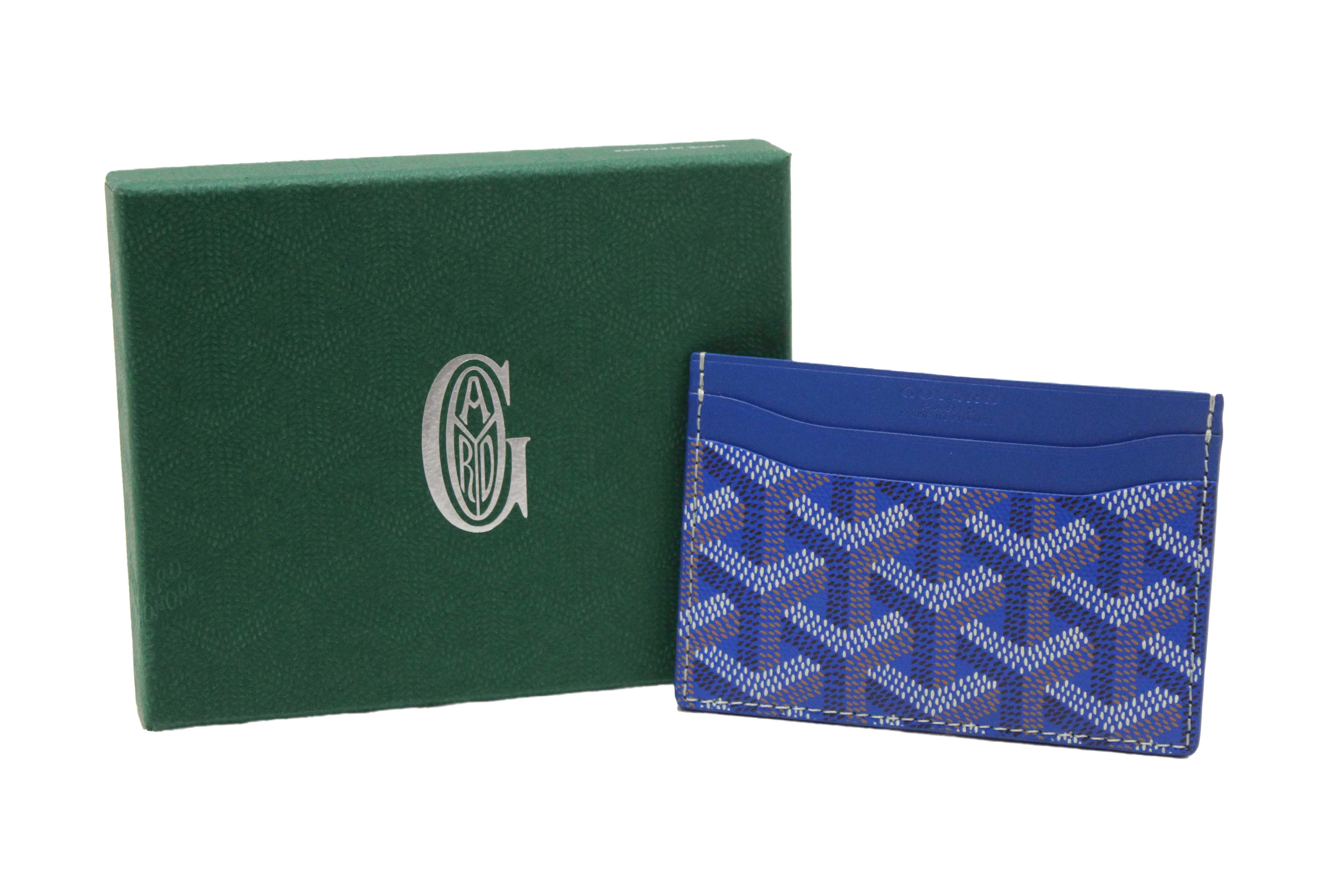 Authentic Goyard Blue Goyardine Canvas Saint-Sulpice Card Holder