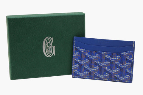 Authentic Goyard Blue Goyardine Canvas Saint-Sulpice Card Holder