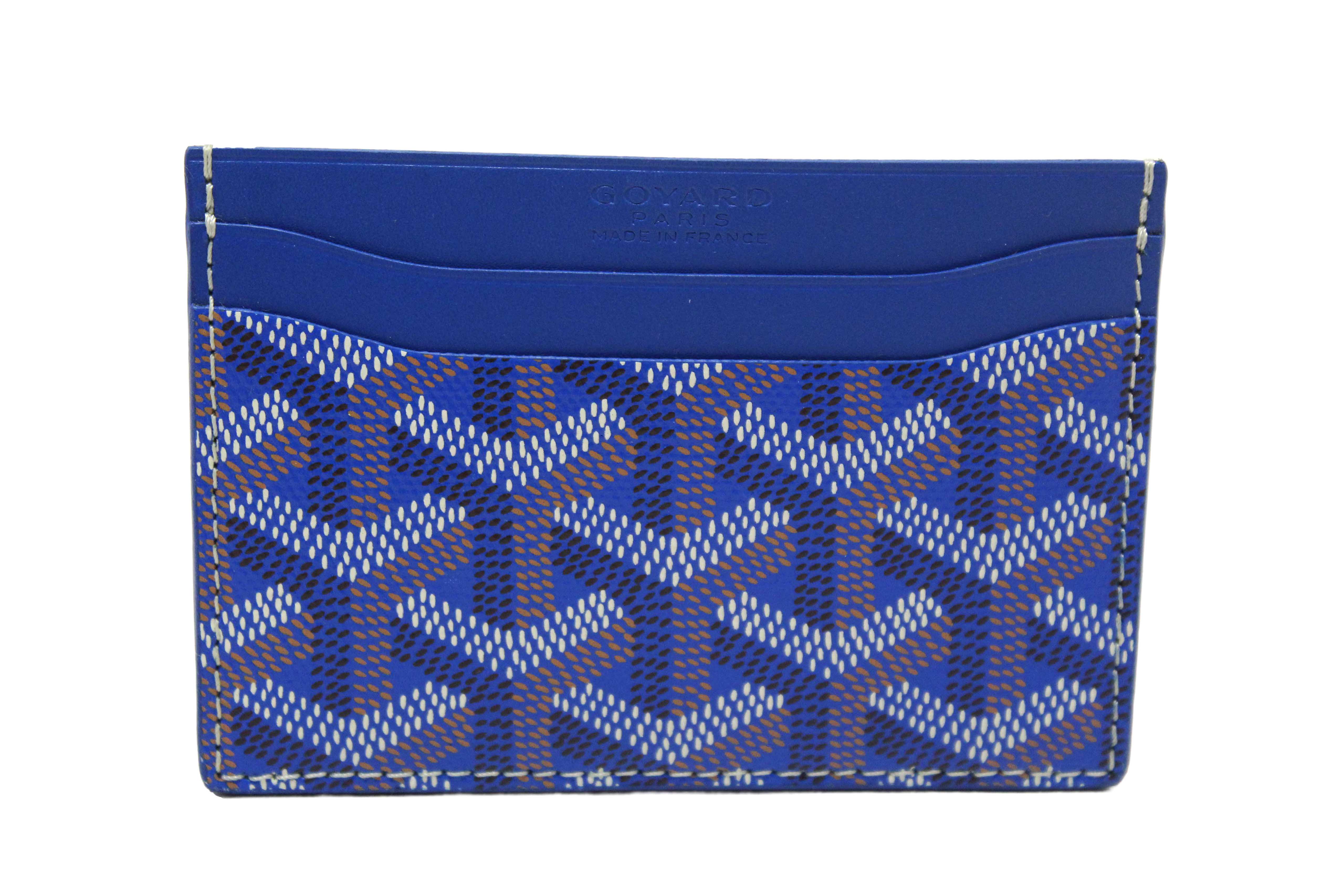 Authentic Goyard Blue Goyardine Canvas Saint-Sulpice Card Holder