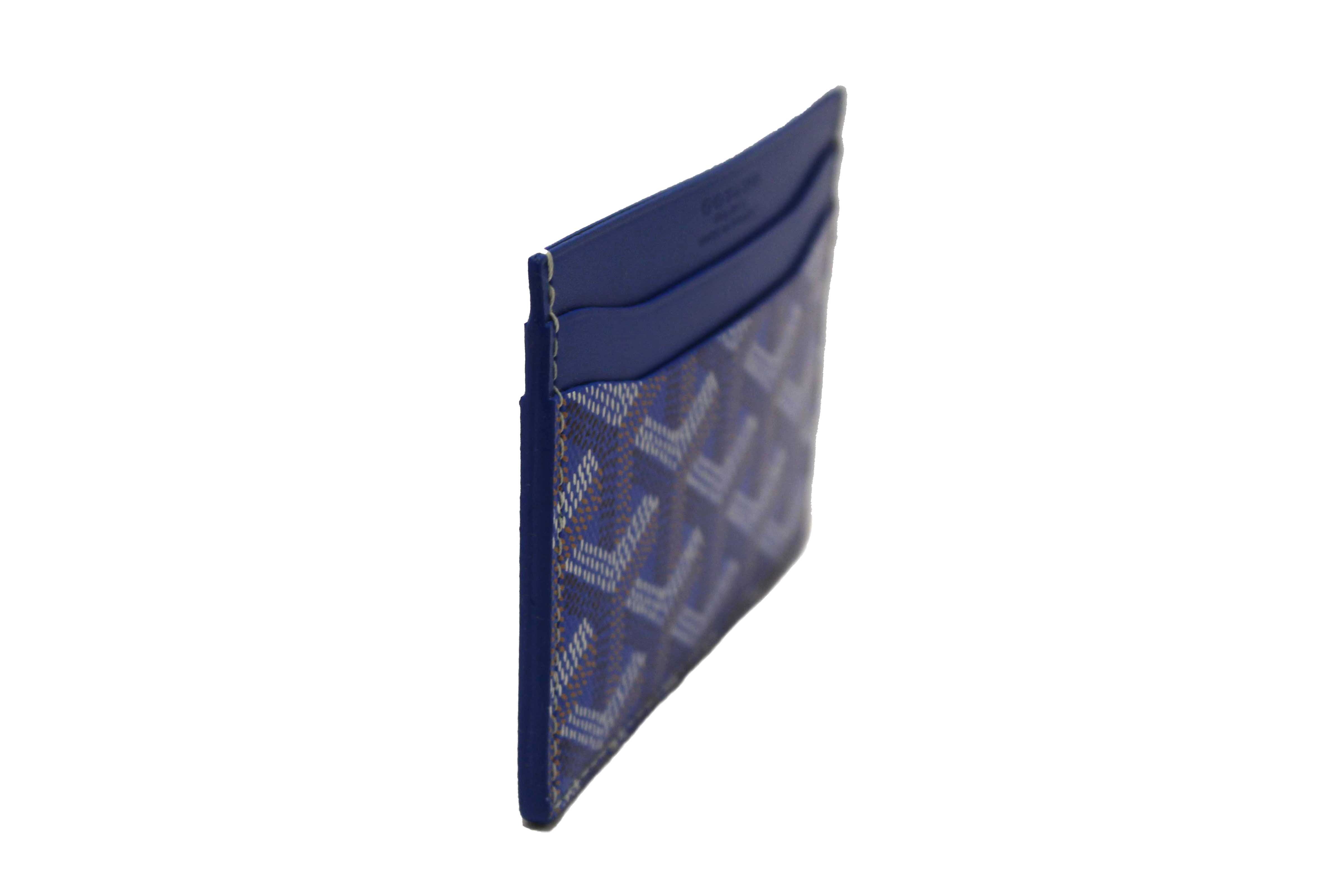 Authentic Goyard Blue Goyardine Canvas Saint-Sulpice Card Holder