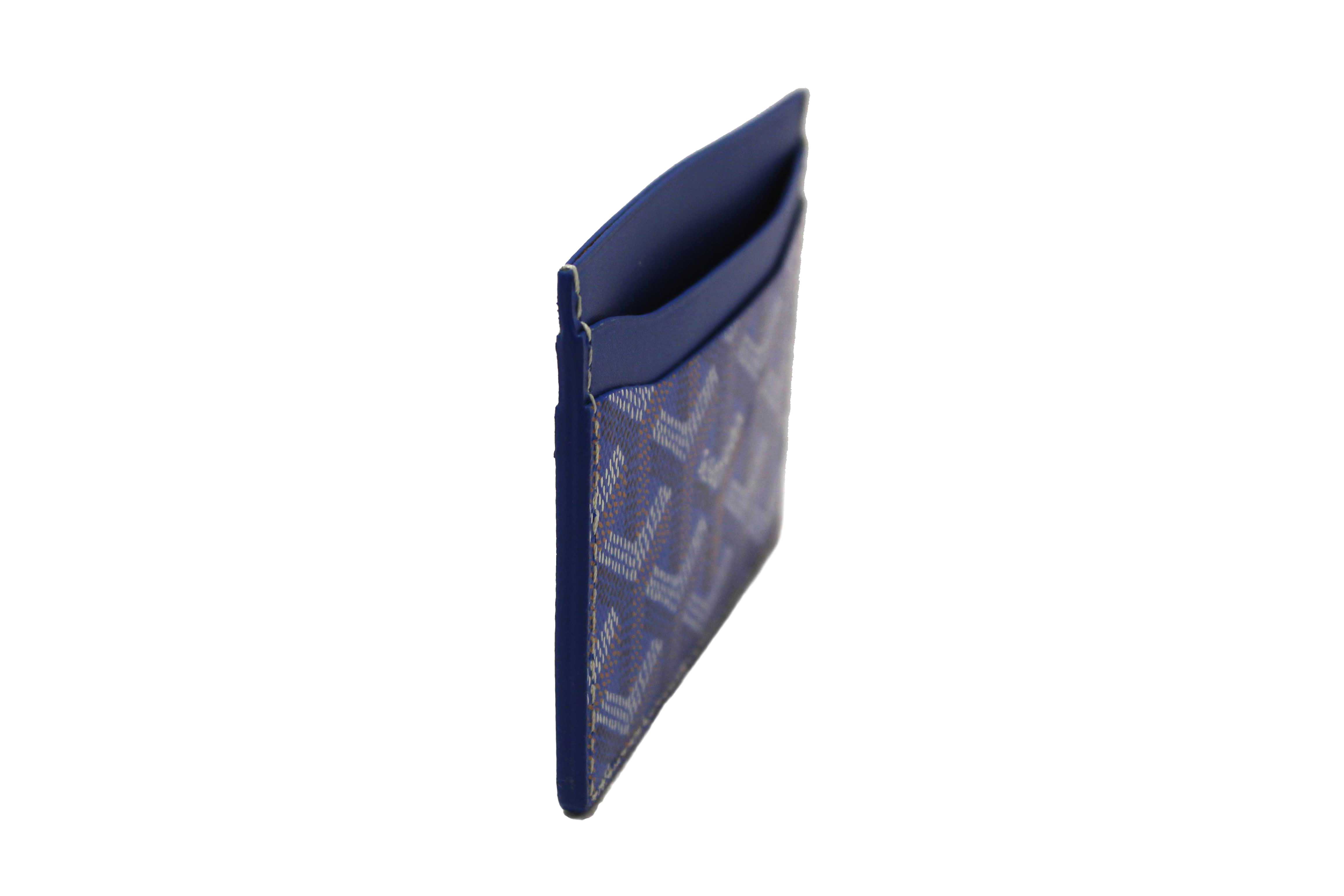 Authentic Goyard Blue Goyardine Canvas Saint-Sulpice Card Holder