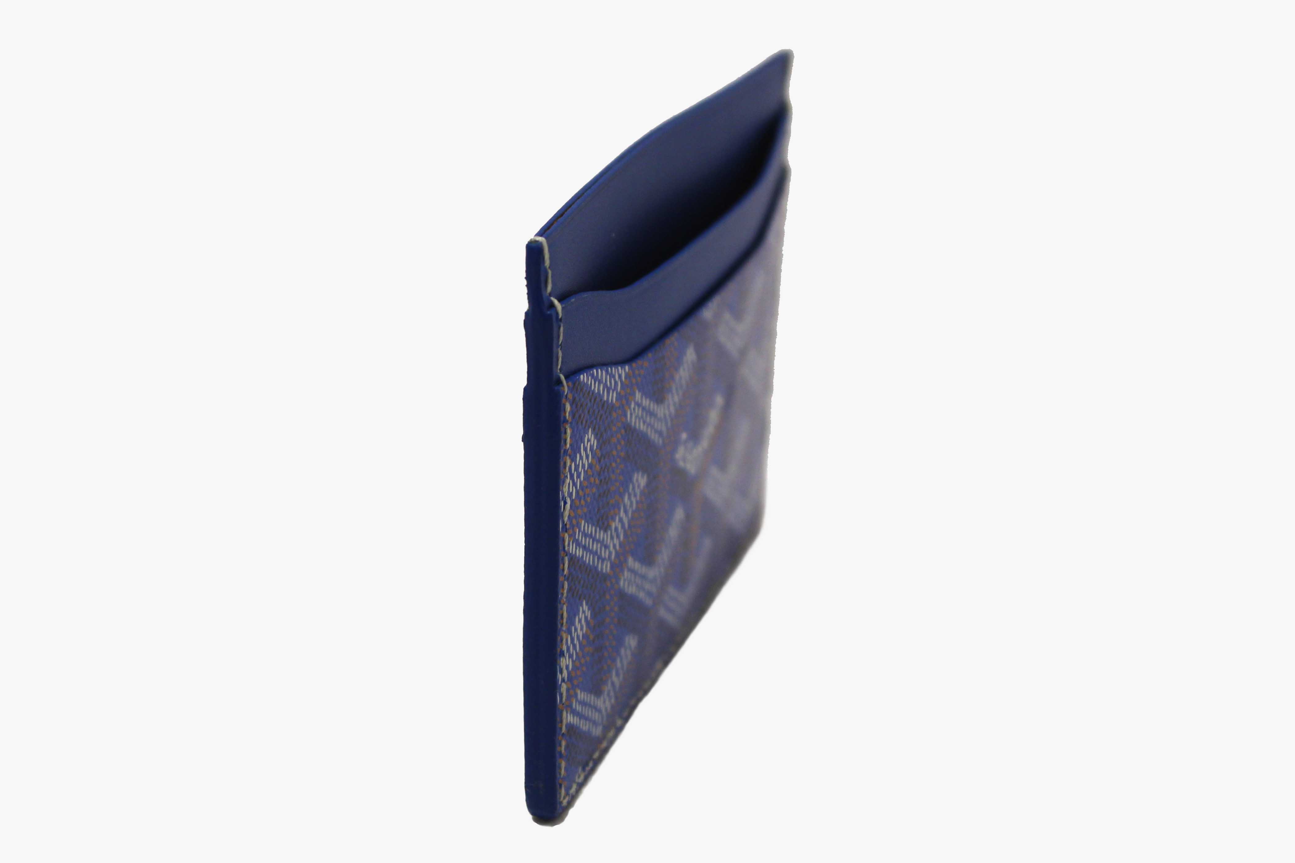 Authentic Goyard Blue Goyardine Canvas Saint-Sulpice Card Holder