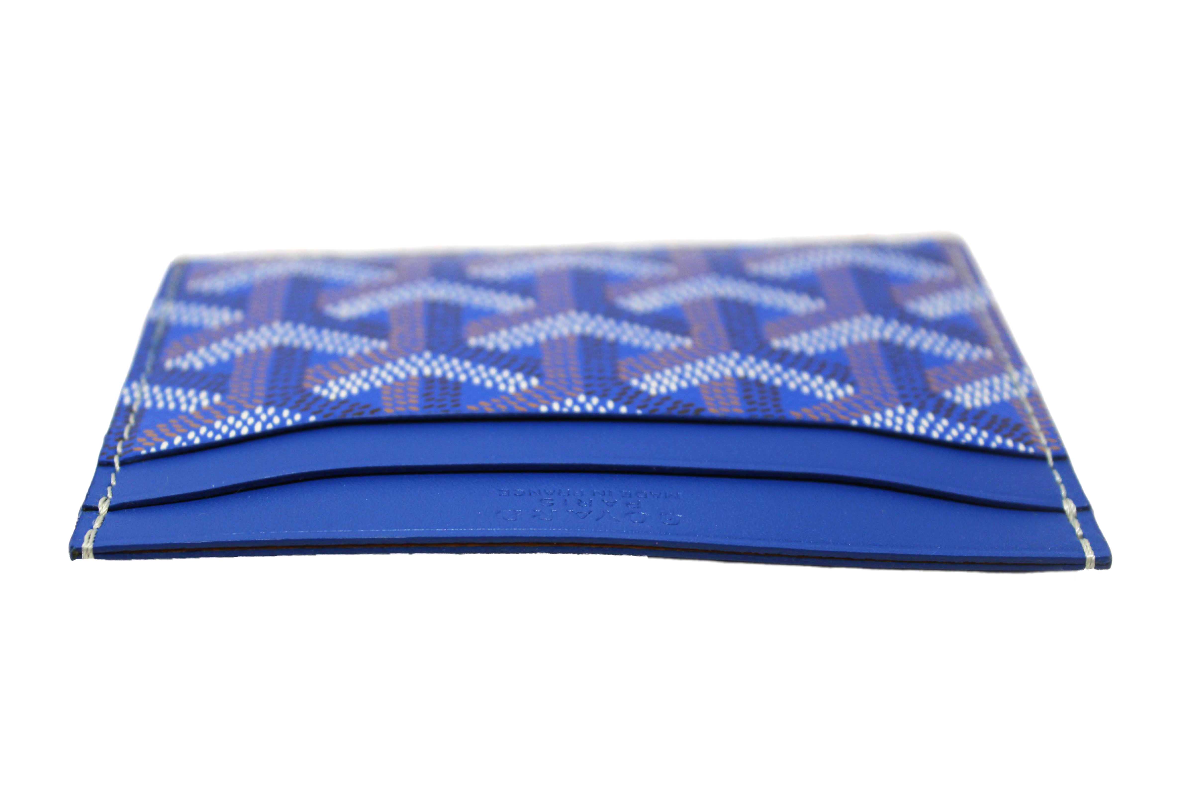 Authentic Goyard Blue Goyardine Canvas Saint-Sulpice Card Holder