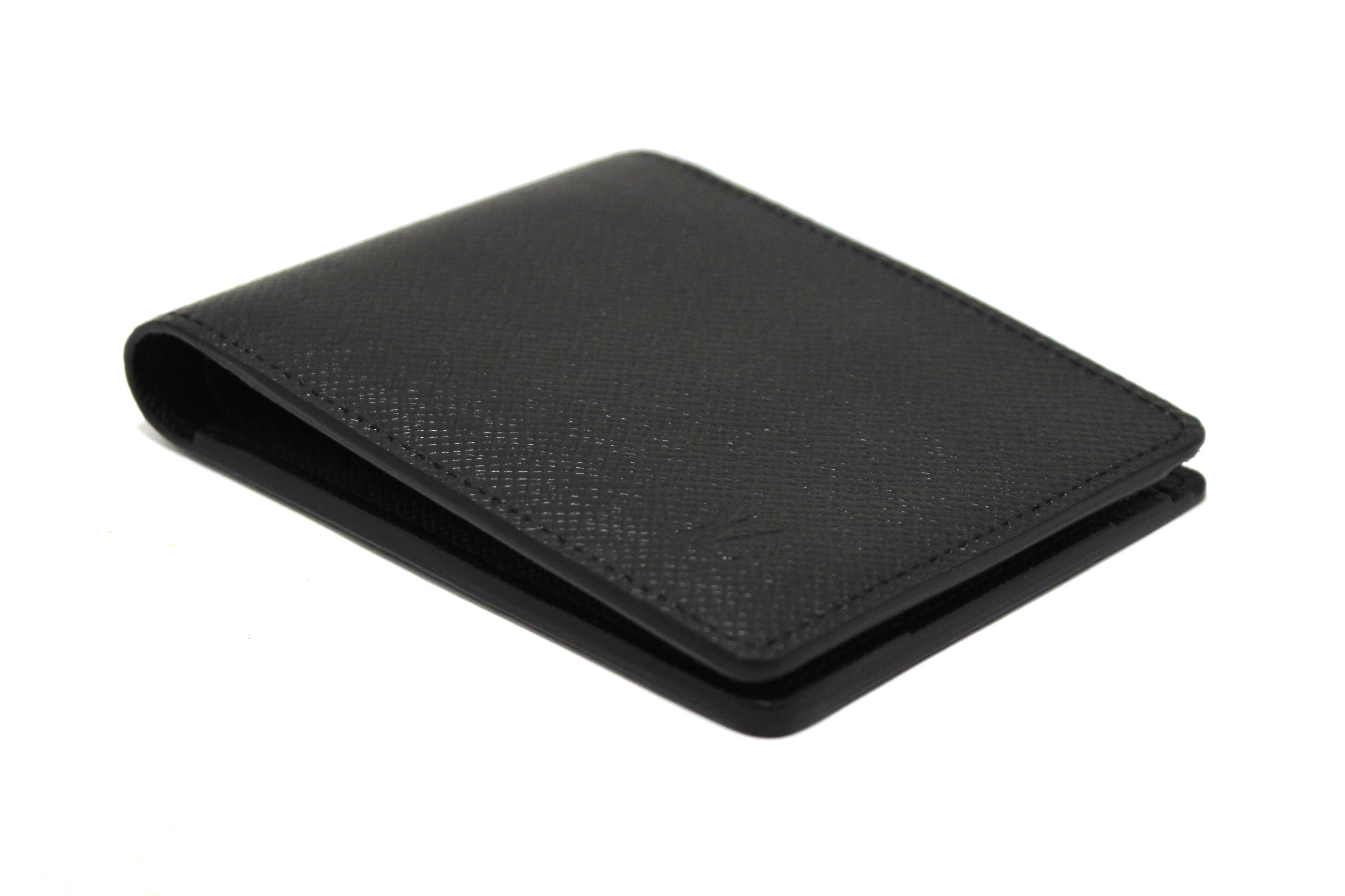 Authentic Louis Vuitton Men's Black Taiga Leather Multiple Bifold Wallet