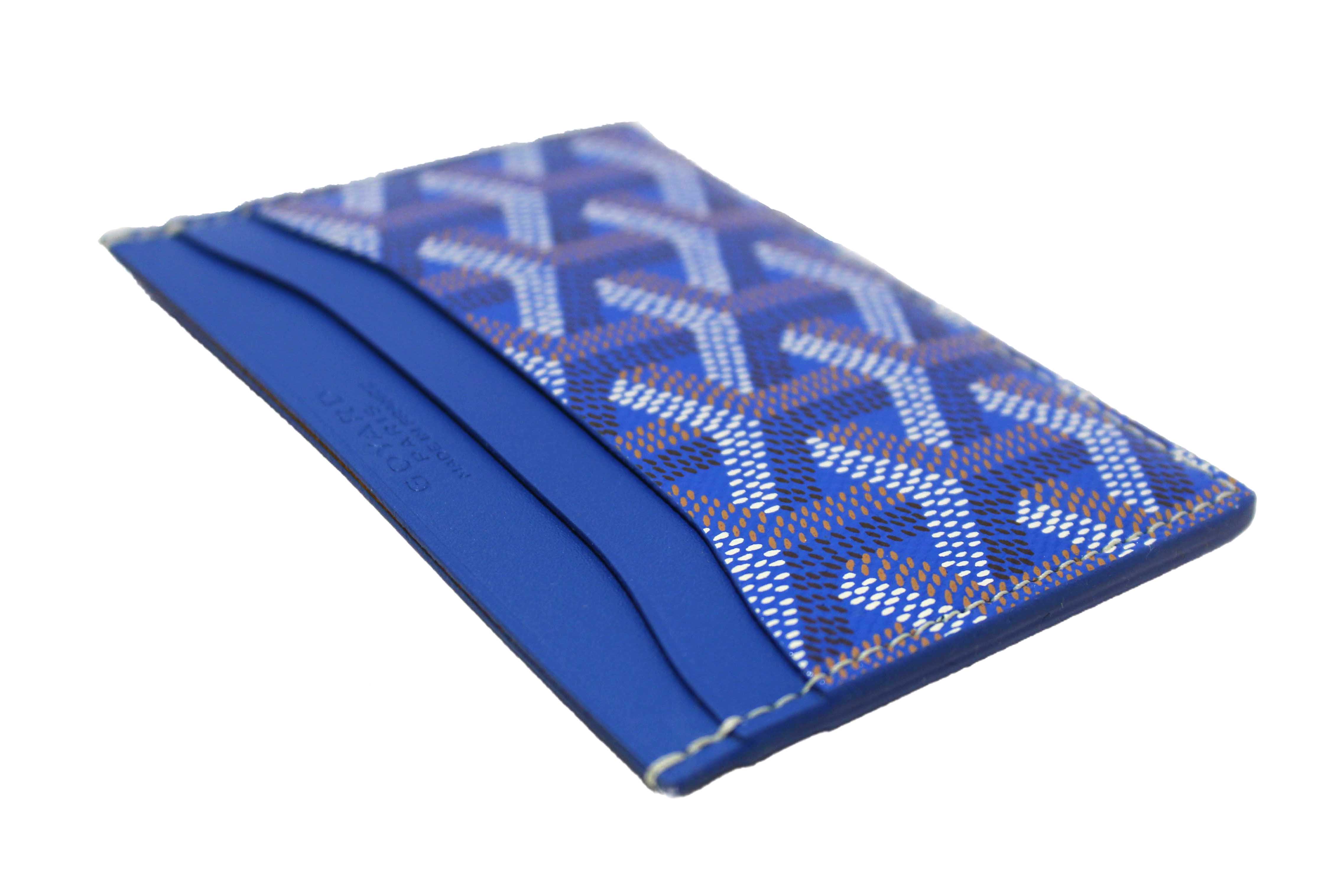 Authentic Goyard Blue Goyardine Canvas Saint-Sulpice Card Holder