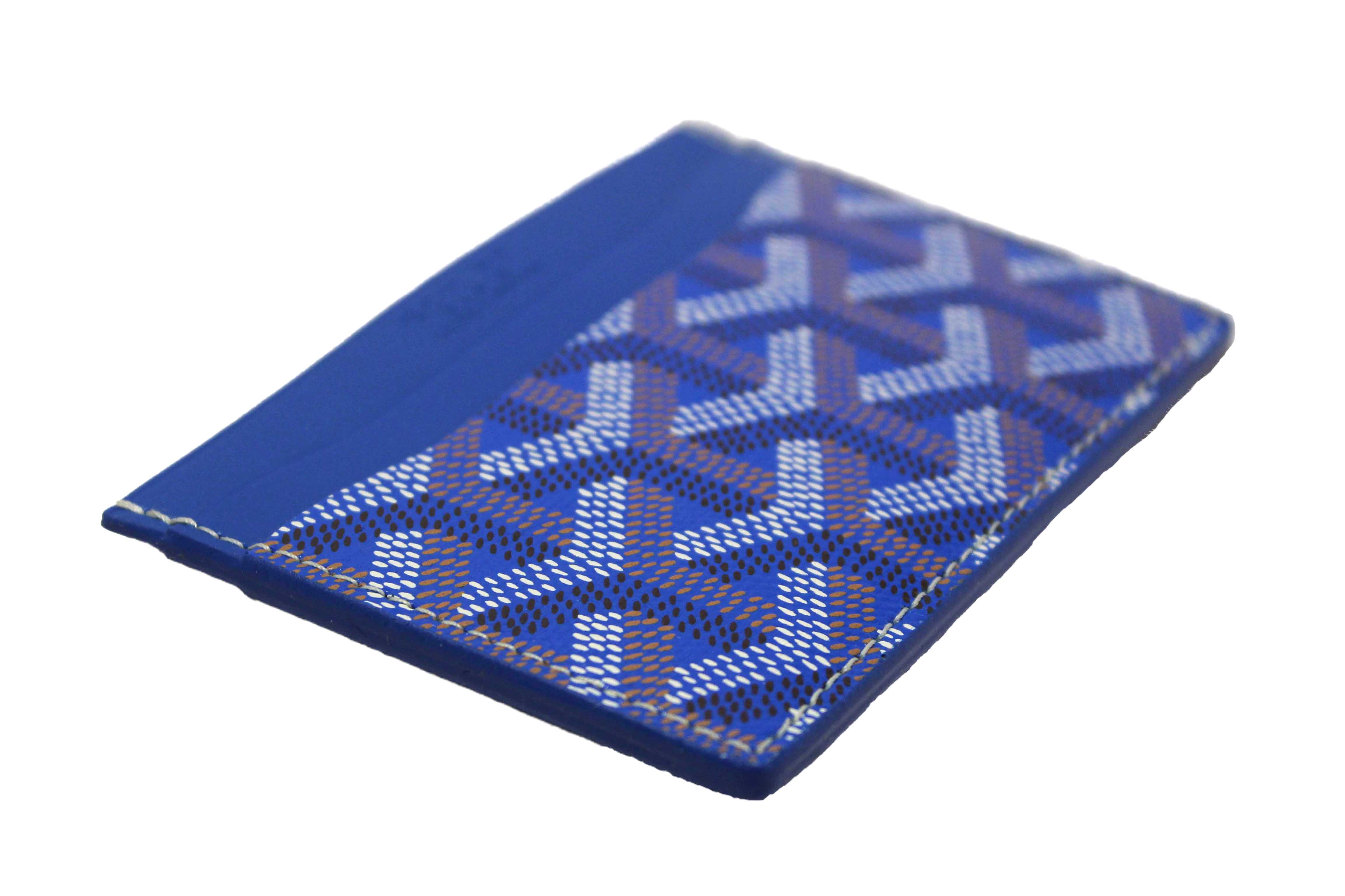 Authentic Goyard Blue Goyardine Canvas Saint-Sulpice Card Holder