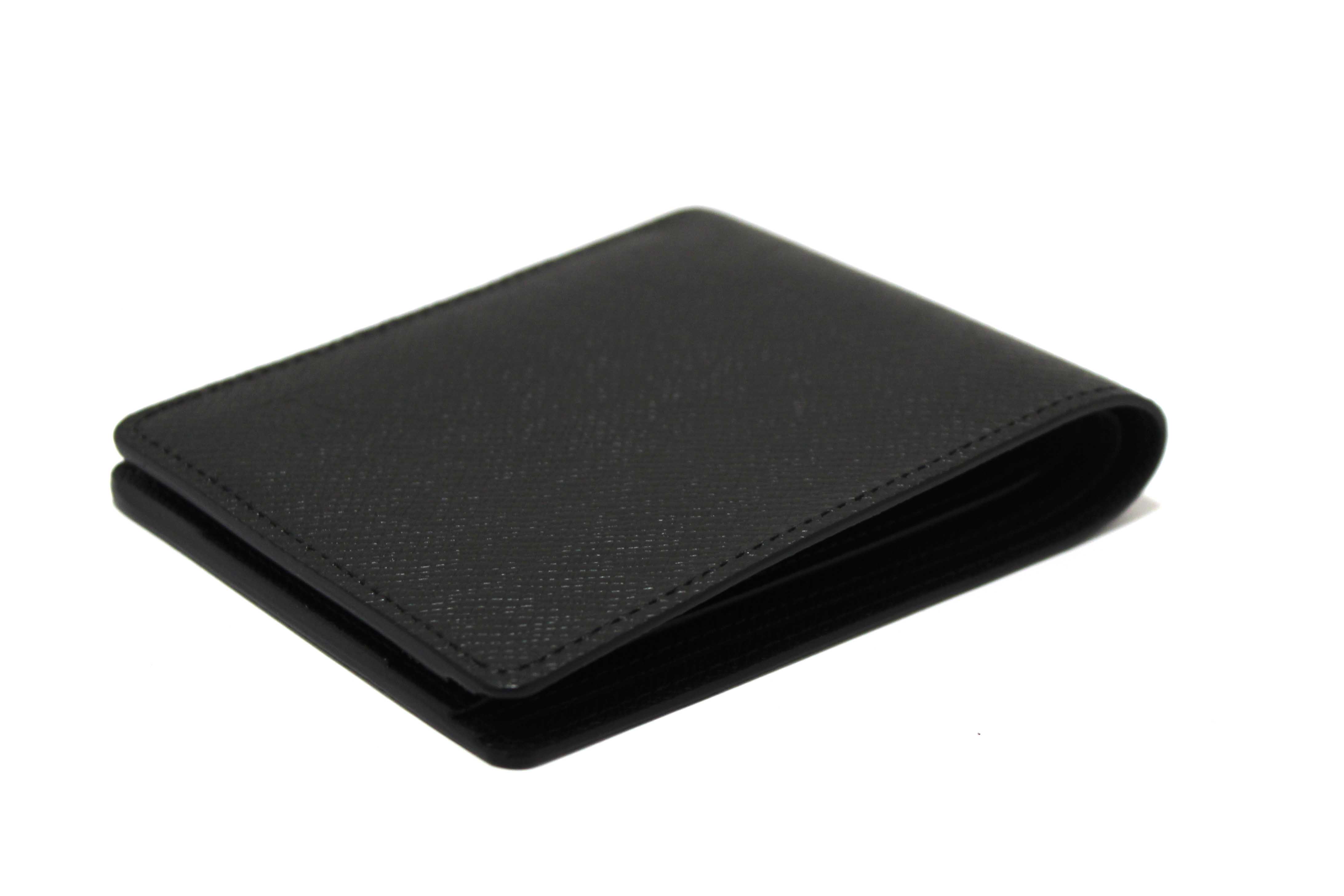 Authentic Louis Vuitton Men's Black Taiga Leather Multiple Bifold Wallet