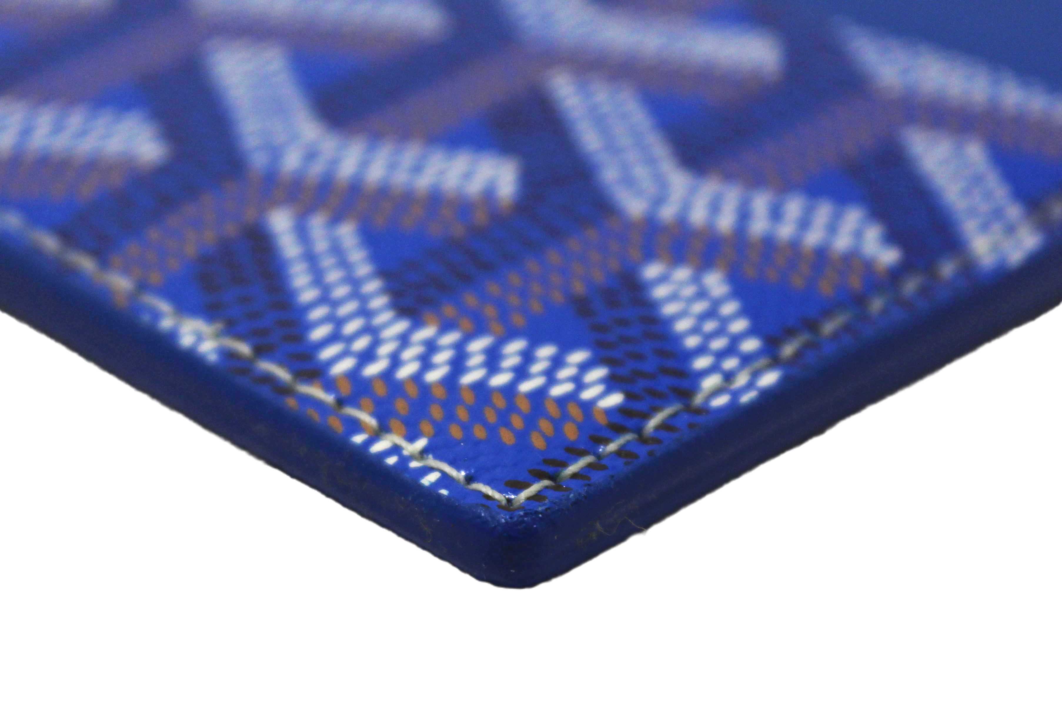 Authentic Goyard Blue Goyardine Canvas Saint-Sulpice Card Holder