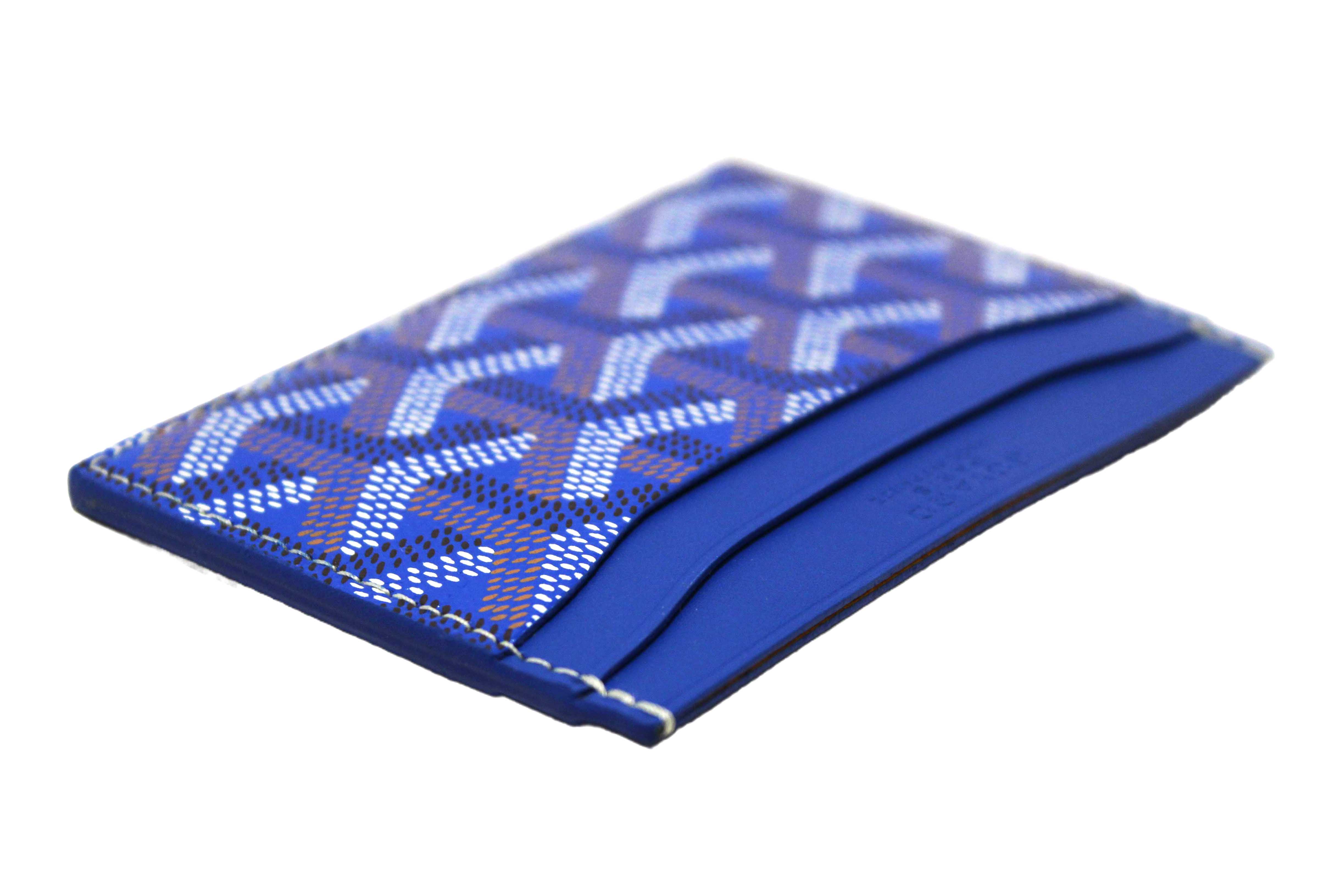 Authentic Goyard Blue Goyardine Canvas Saint-Sulpice Card Holder