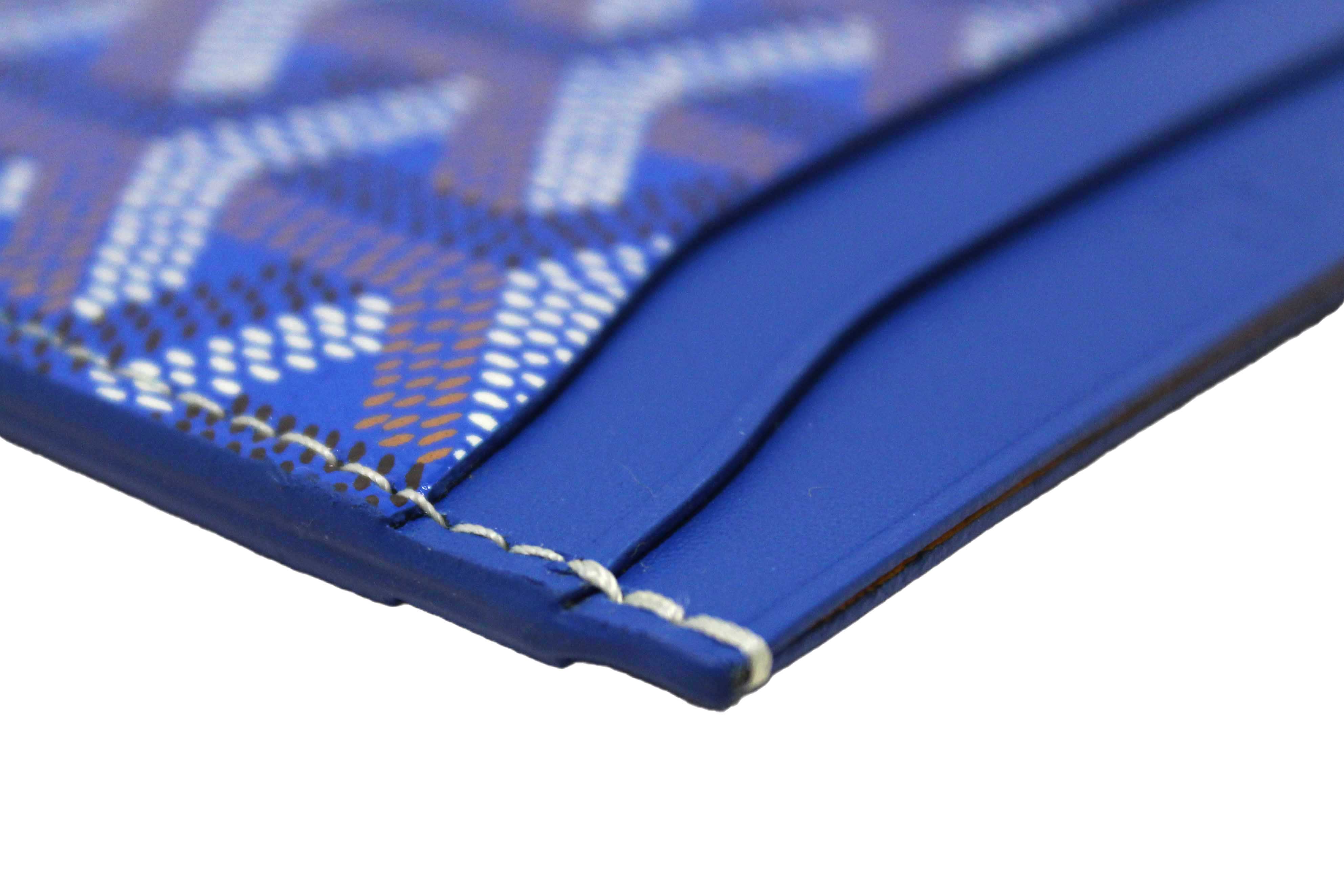 Authentic Goyard Blue Goyardine Canvas Saint-Sulpice Card Holder