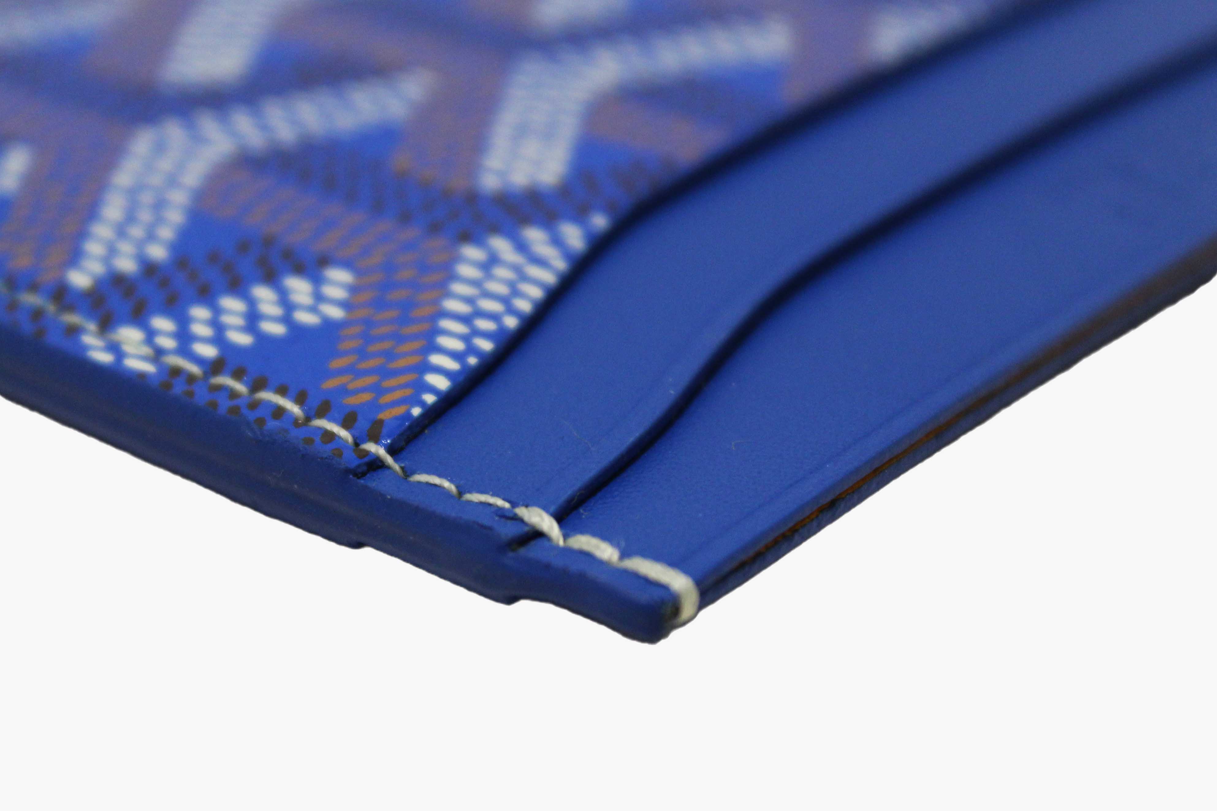 Authentic Goyard Blue Goyardine Canvas Saint-Sulpice Card Holder
