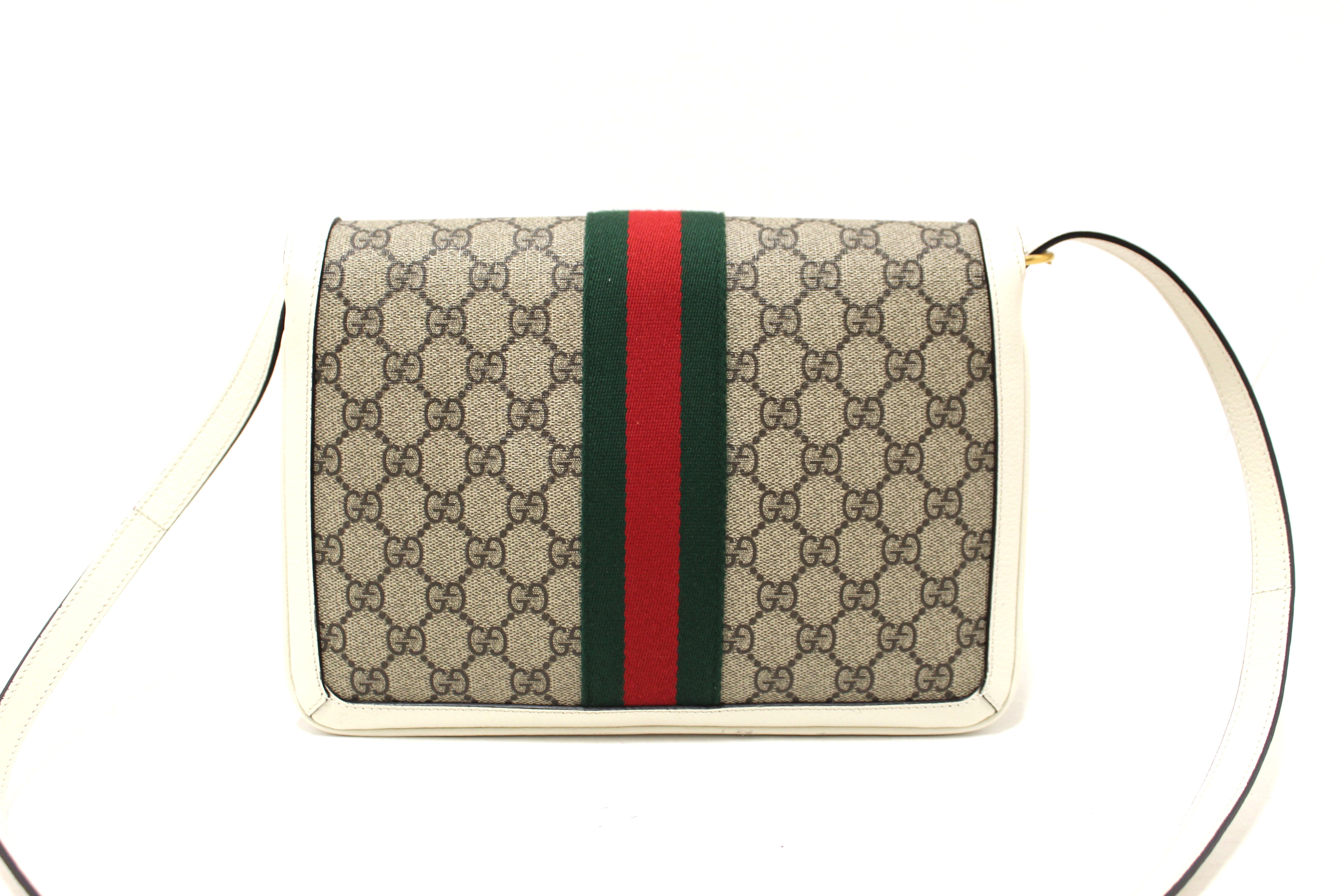 Authentic Gucci White GG Supreme Medium Queen Margaret Shoulder Bag