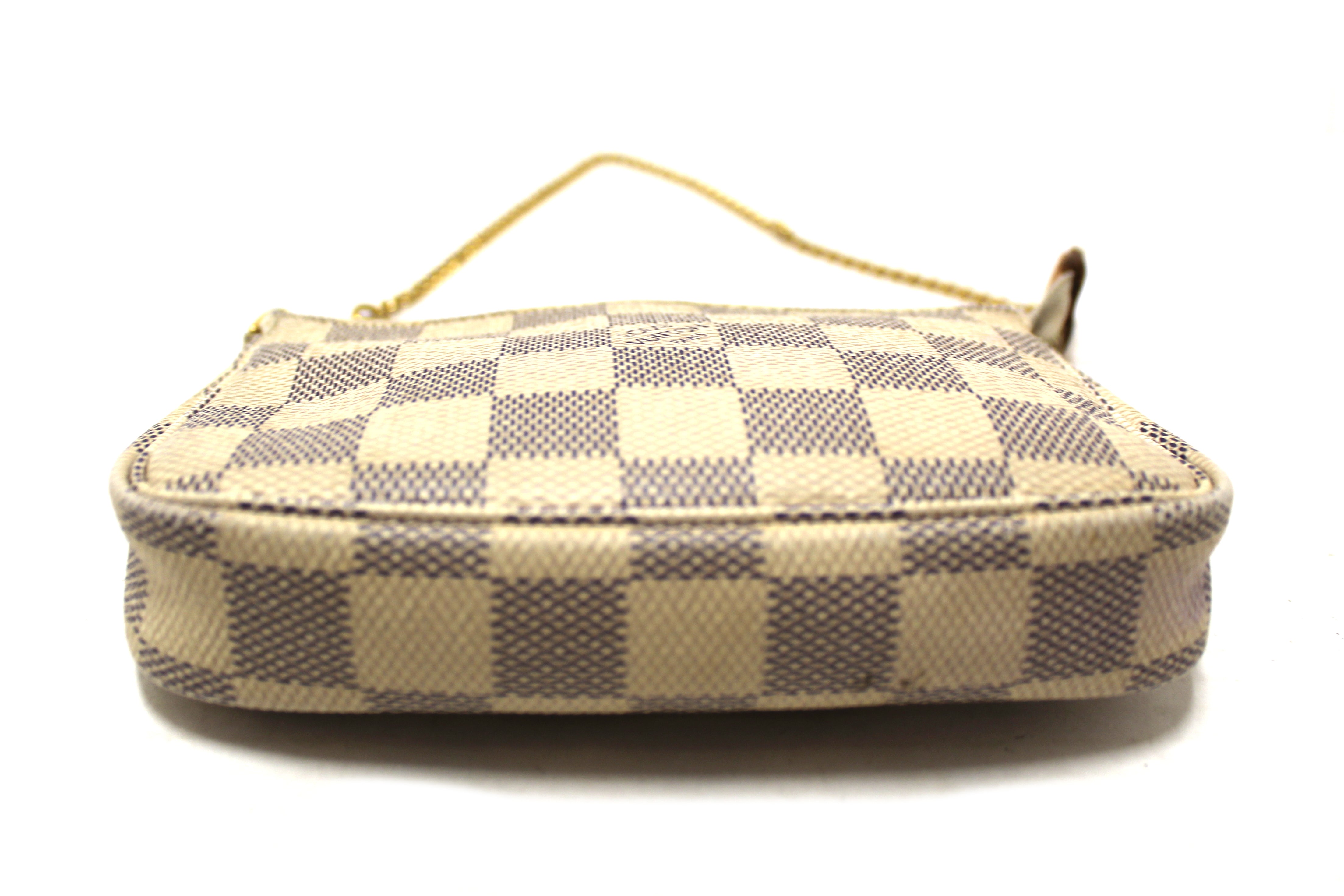 Authentic Louis Vuitton Damier Azur Canvas Mini Pochette Clutch Bag