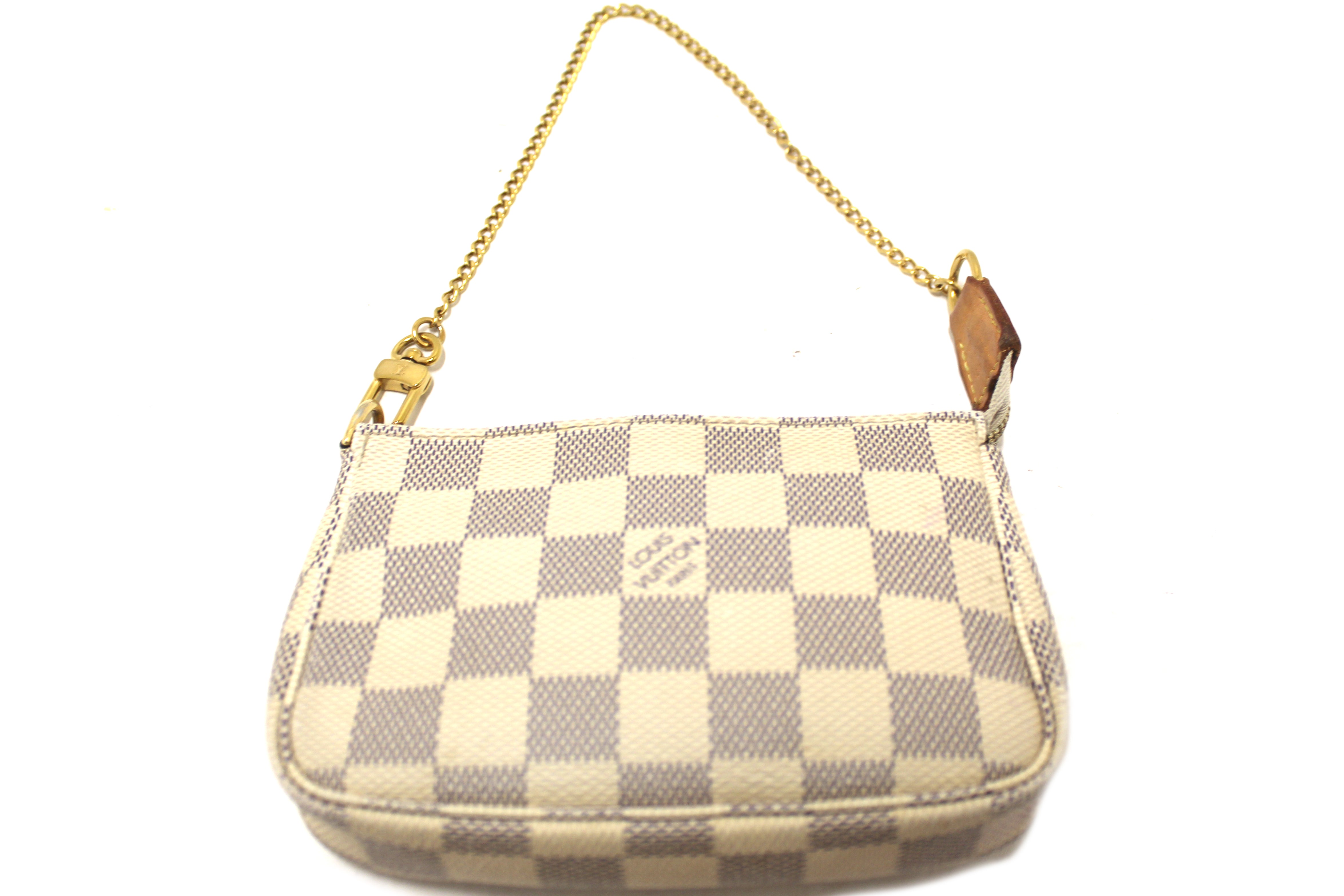 Authentic Louis Vuitton Damier Azur Canvas Mini Pochette Clutch Bag
