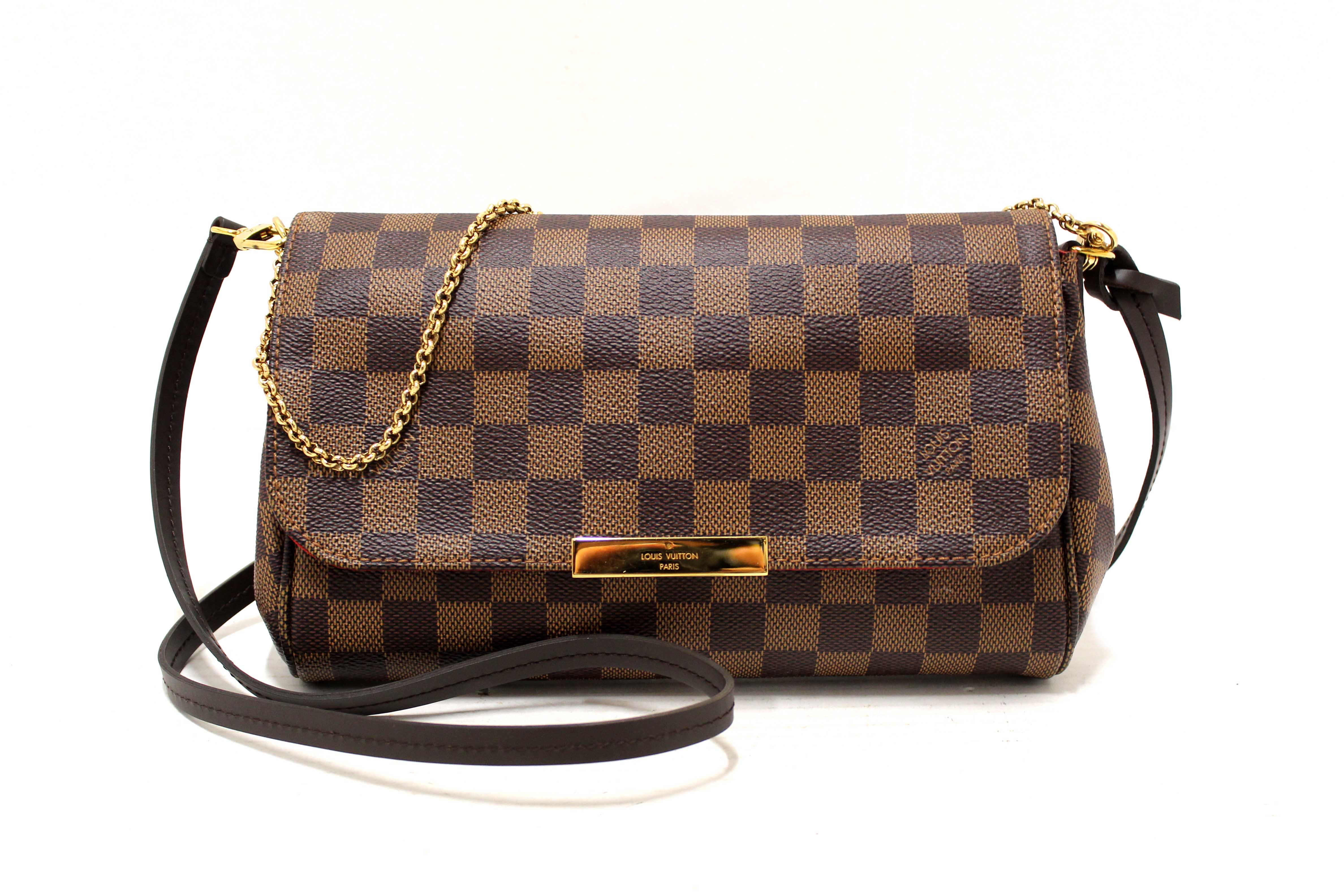 Authentic Louis Vuitton Damier Ebene Favorite MM Crossbody Messenger Bag