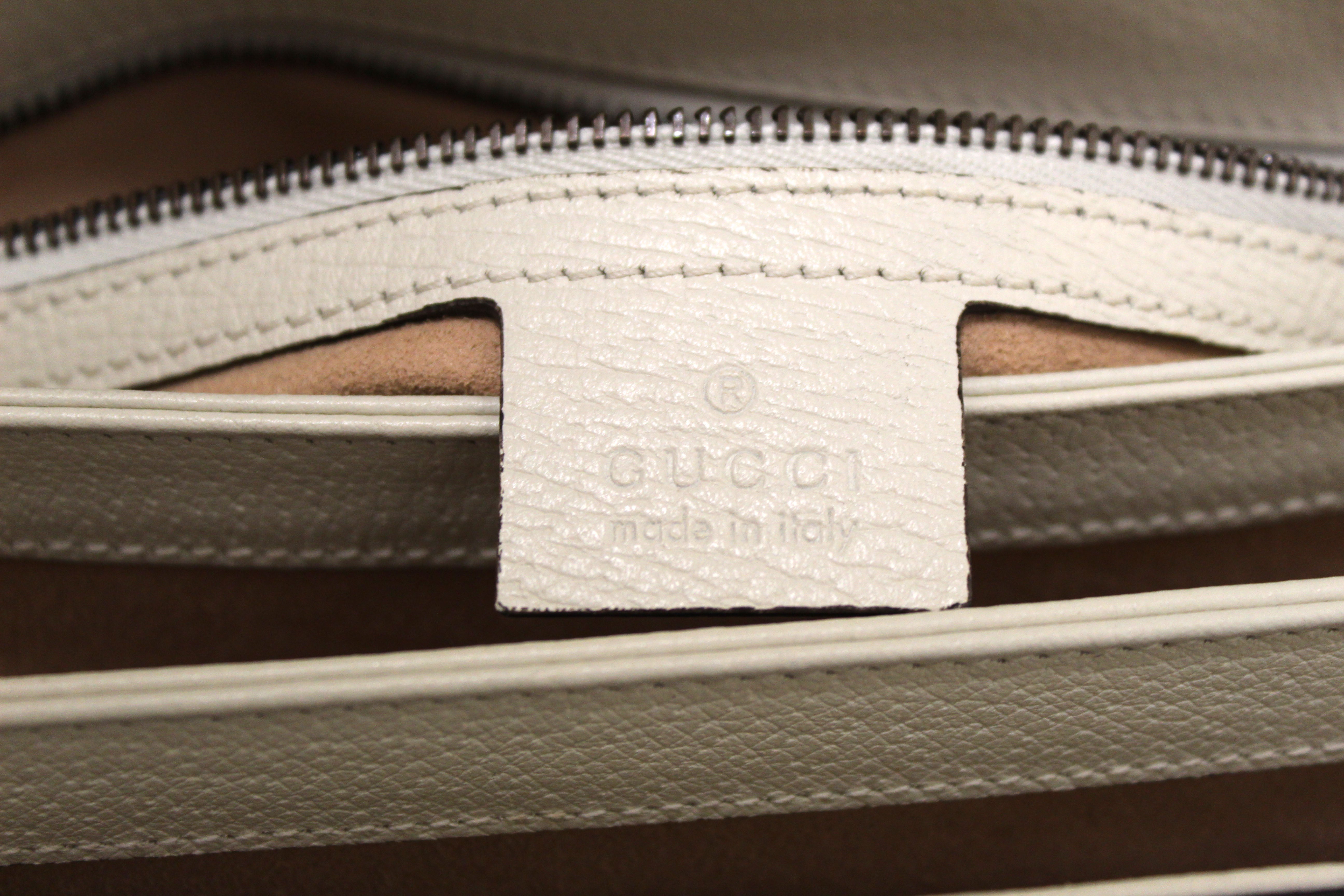 Authentic Gucci White GG Supreme Medium Queen Margaret Shoulder Bag