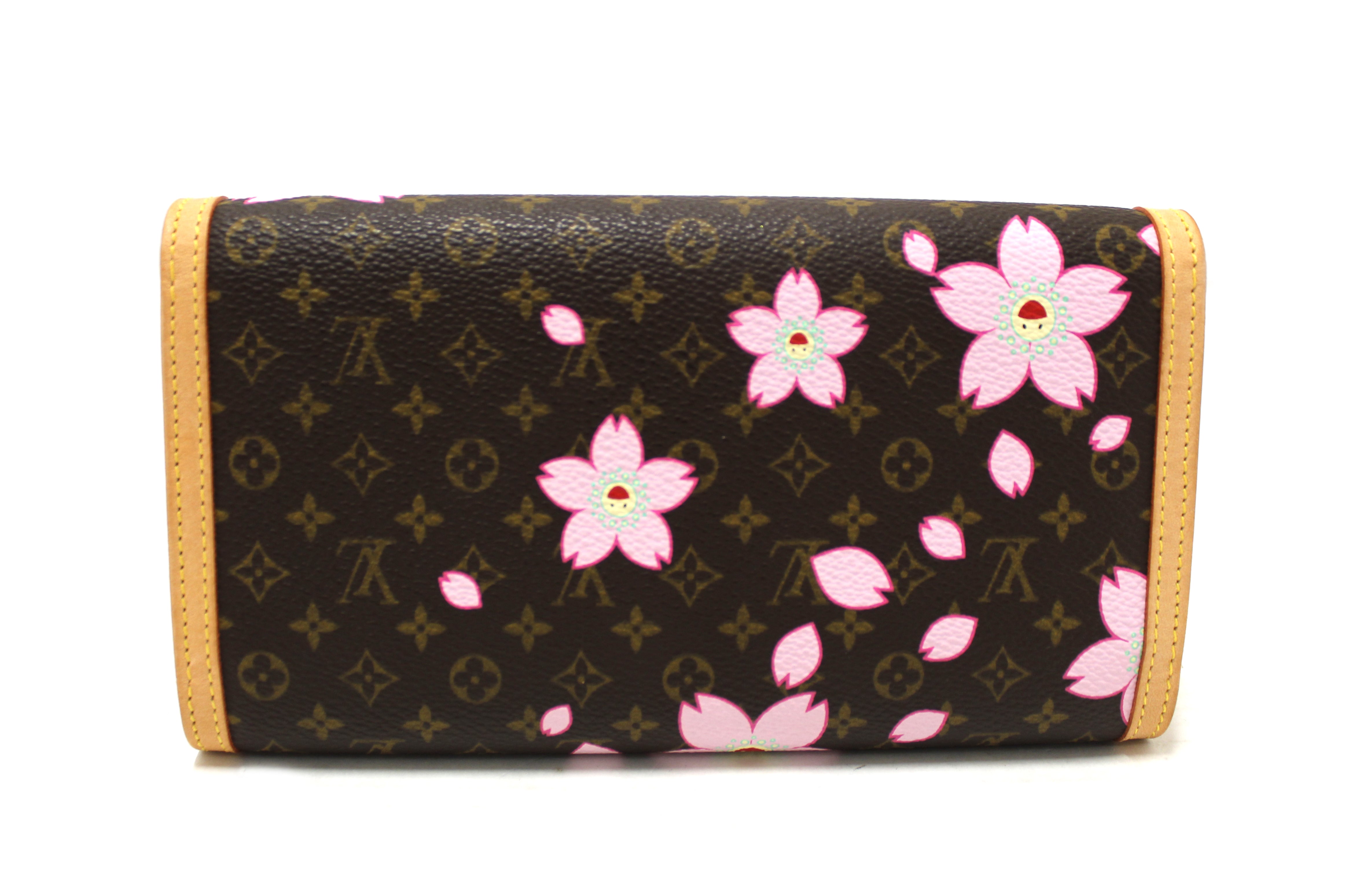 Authentic New Louis Vuitton Brown Cherry Blossom Tri-fold PTI Long Wallet