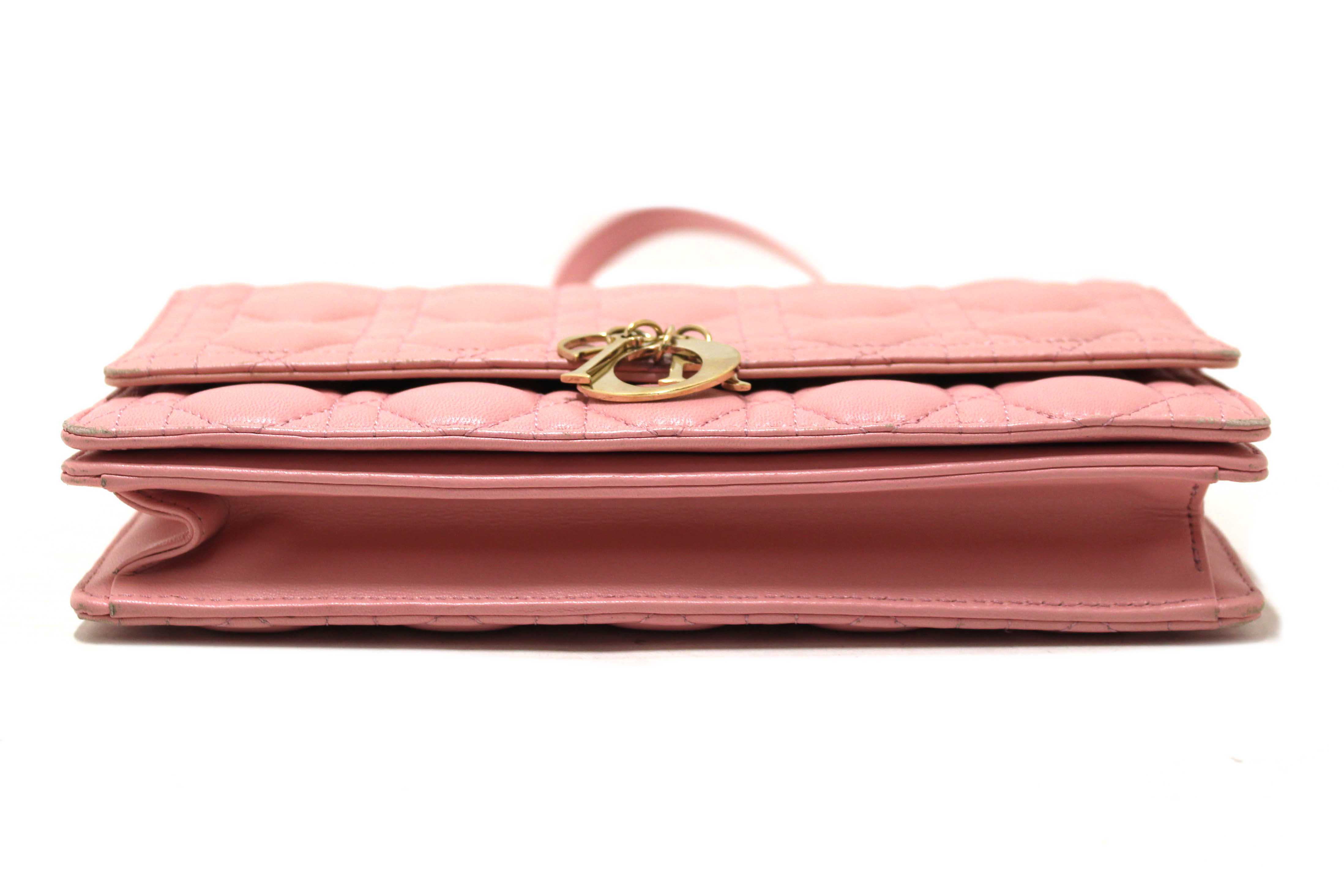 Authentic Christian Dior Pink Cannage Lambskin Leather My Dior Top Handle Bag