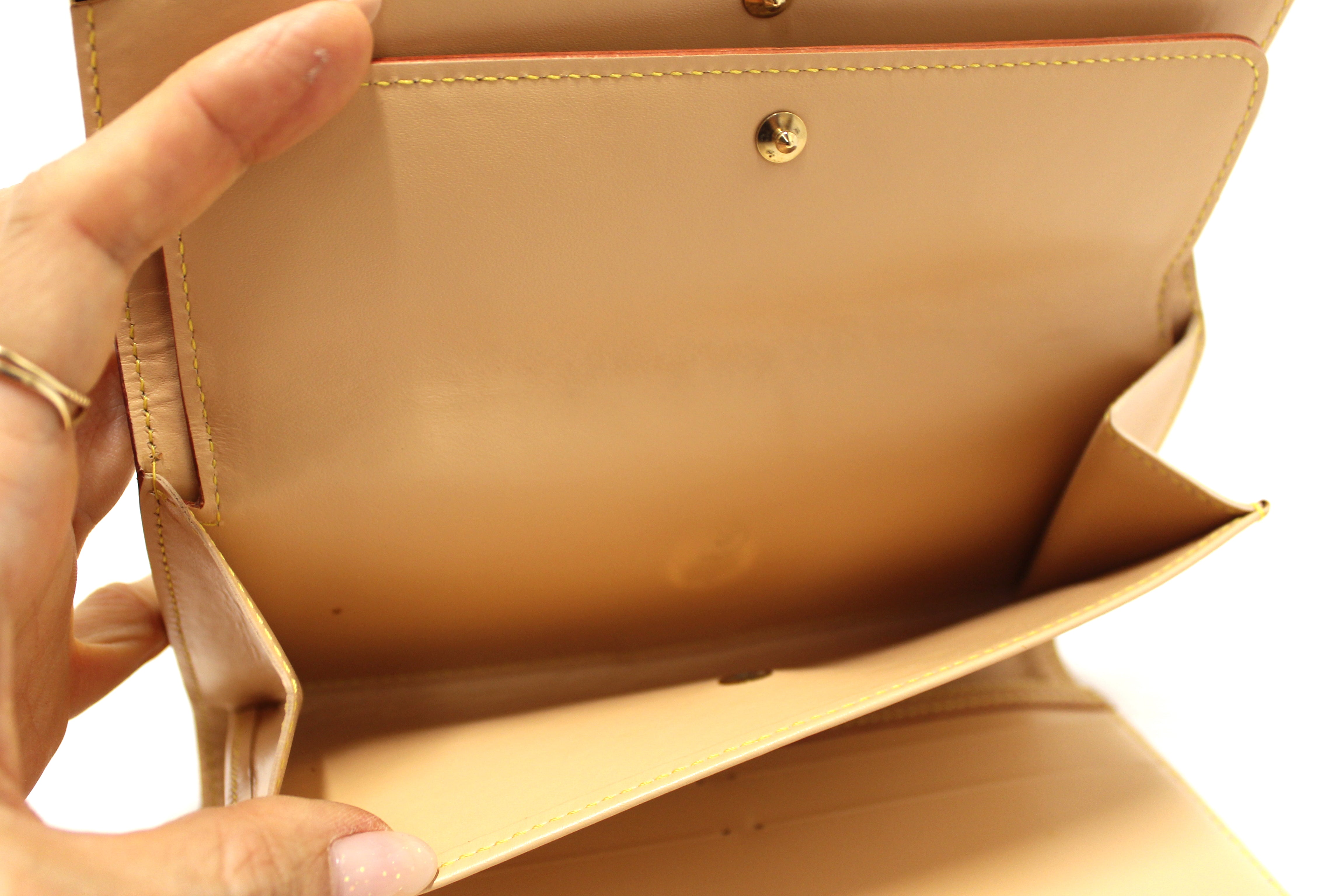 Authentic New Louis Vuitton Brown Cherry Blossom Tri-fold PTI Long Wallet