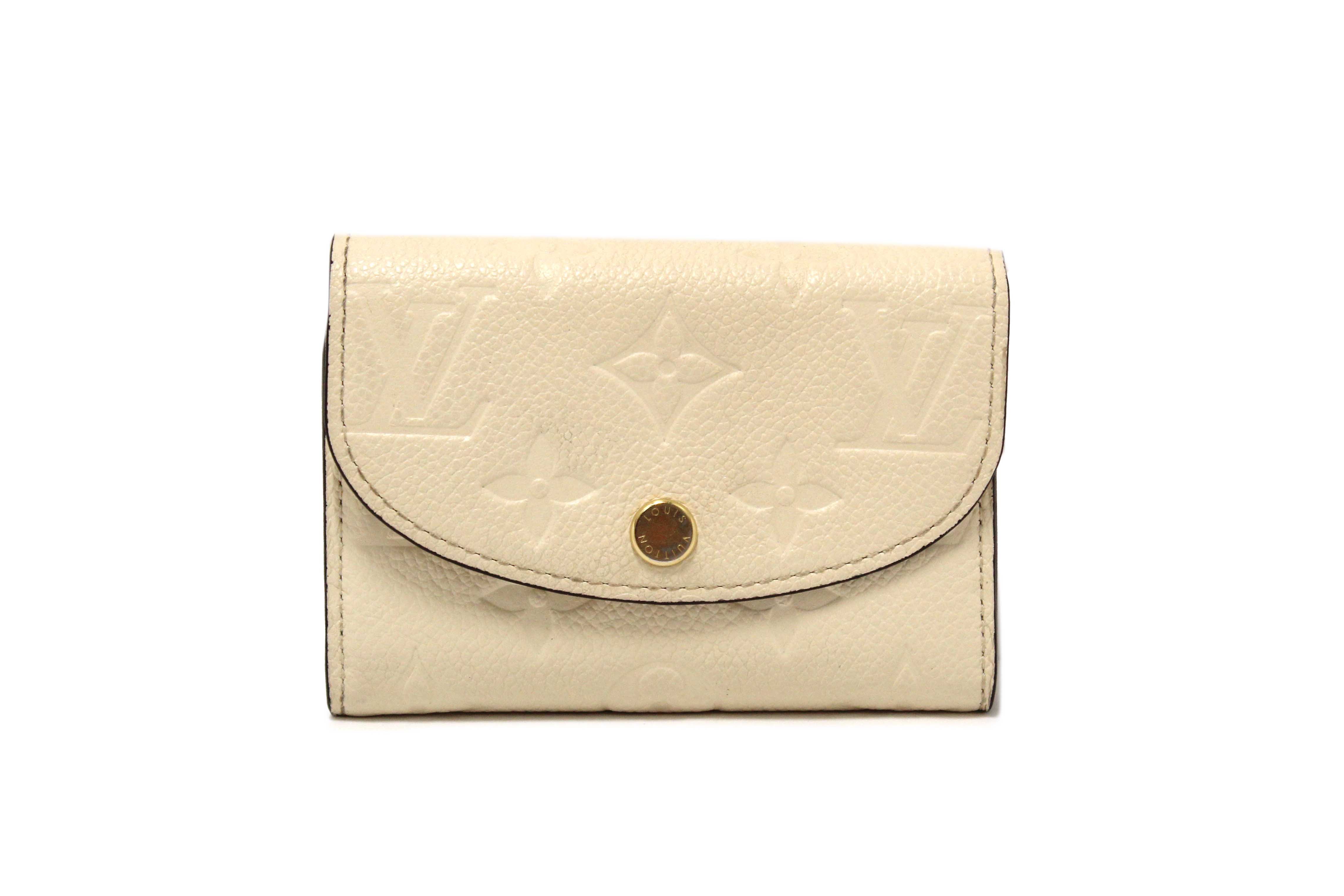 Authentic Louis Vuitton Crème Monogram Empreinte Leather Rosalie Coin Purse