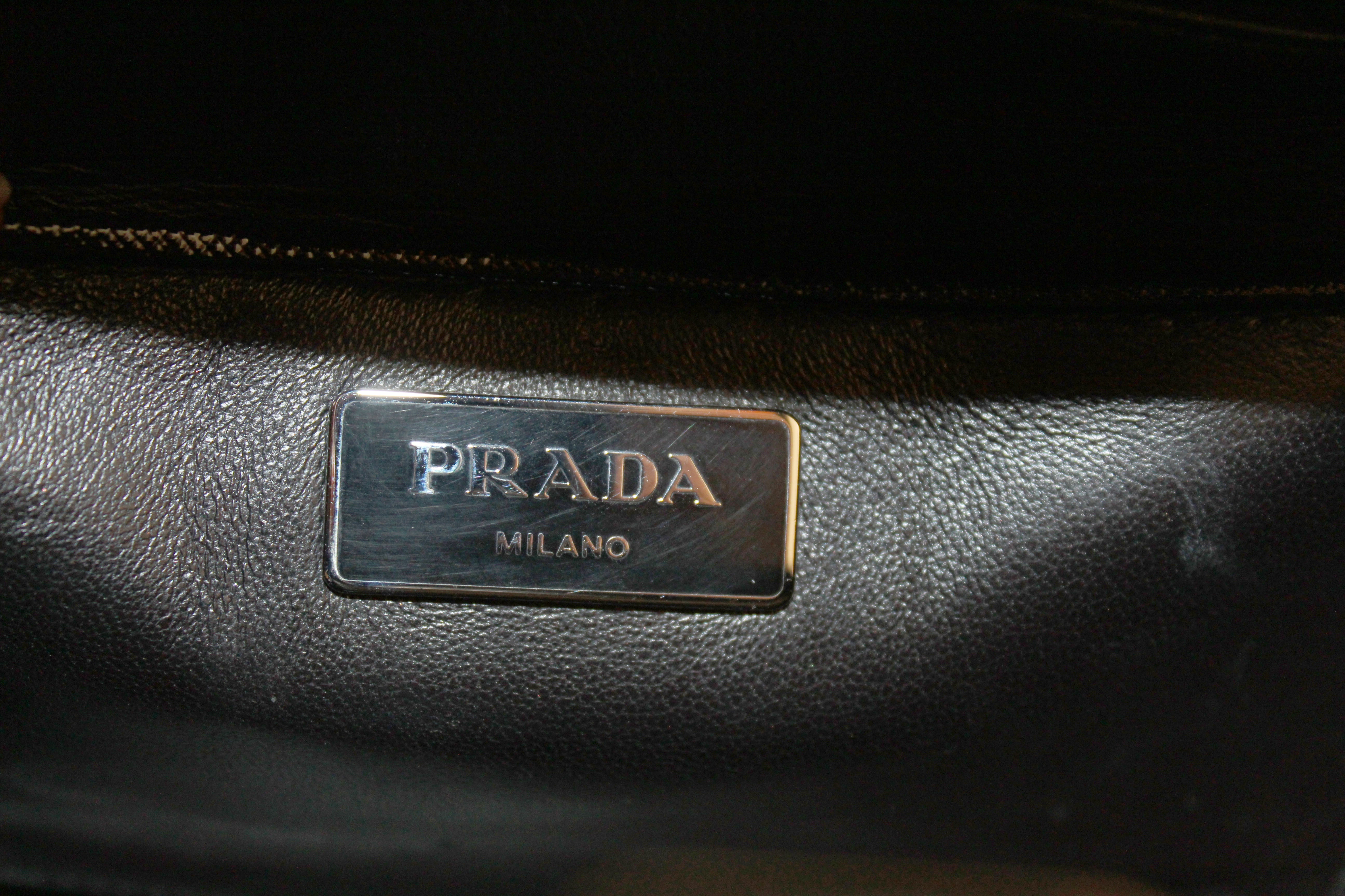 Authentic Prada Black Patent Saffiano Leather Studded Pyramid Bag