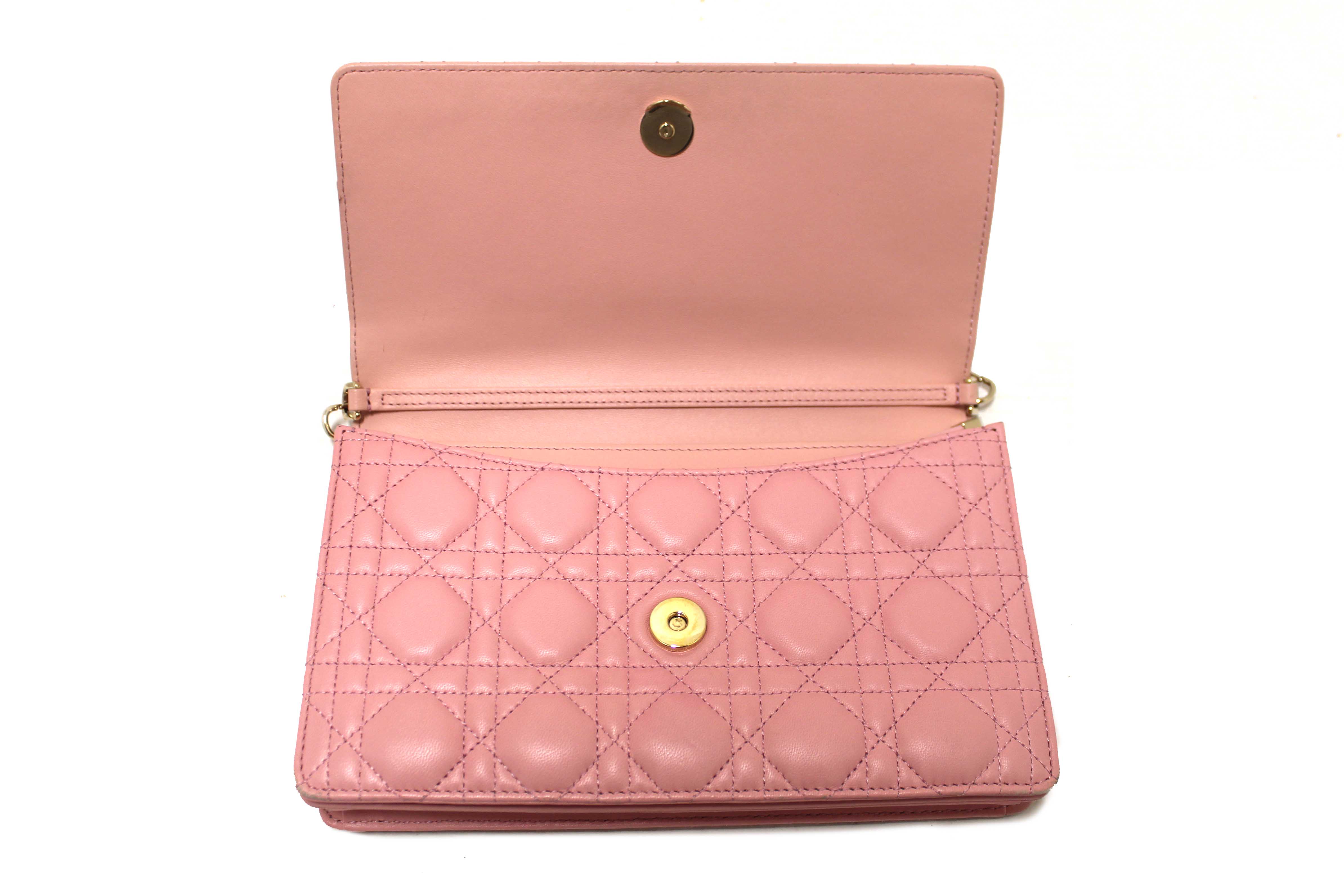 Authentic Christian Dior Pink Cannage Lambskin Leather My Dior Top Handle Bag