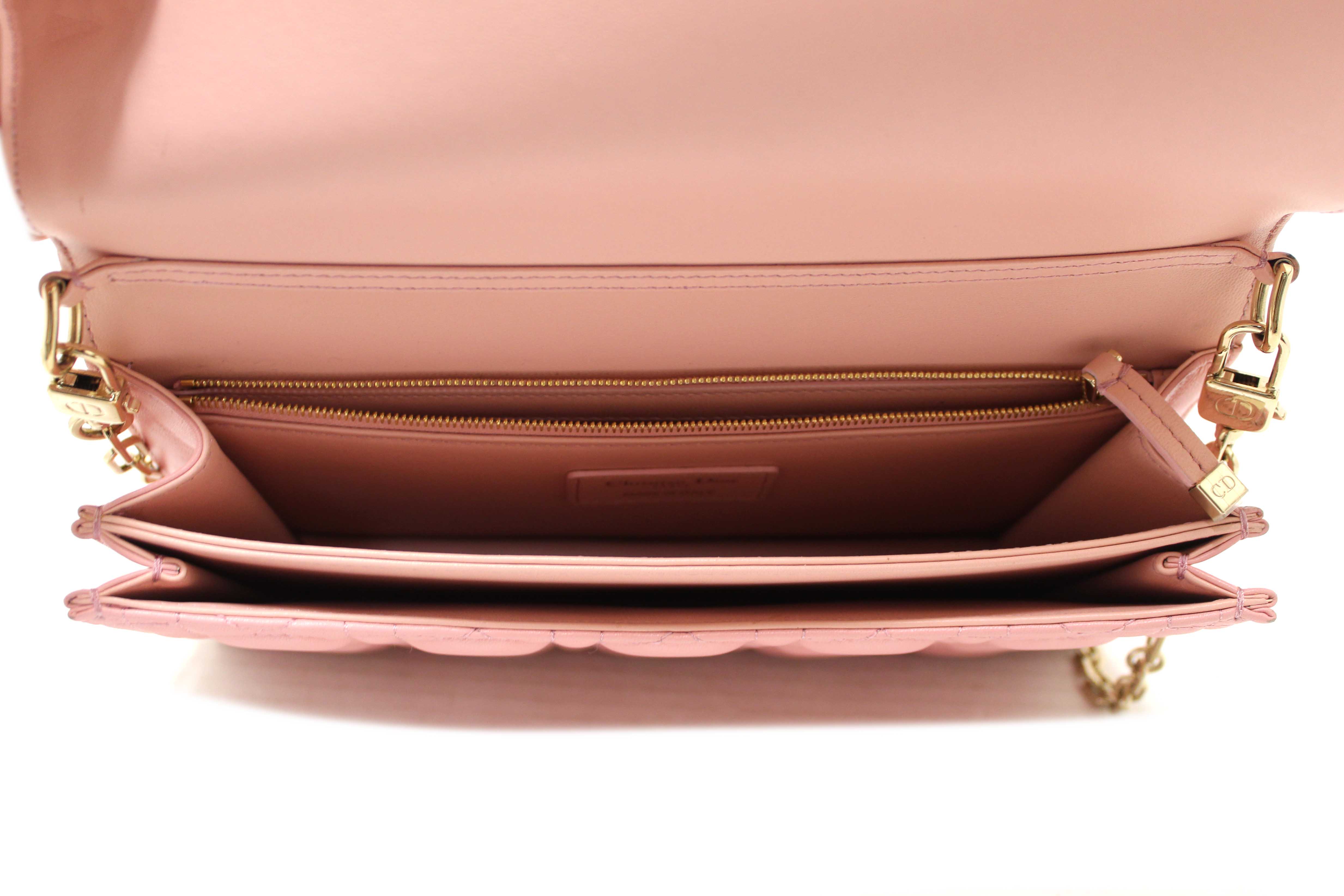 Authentic Christian Dior Pink Cannage Lambskin Leather My Dior Top Handle Bag