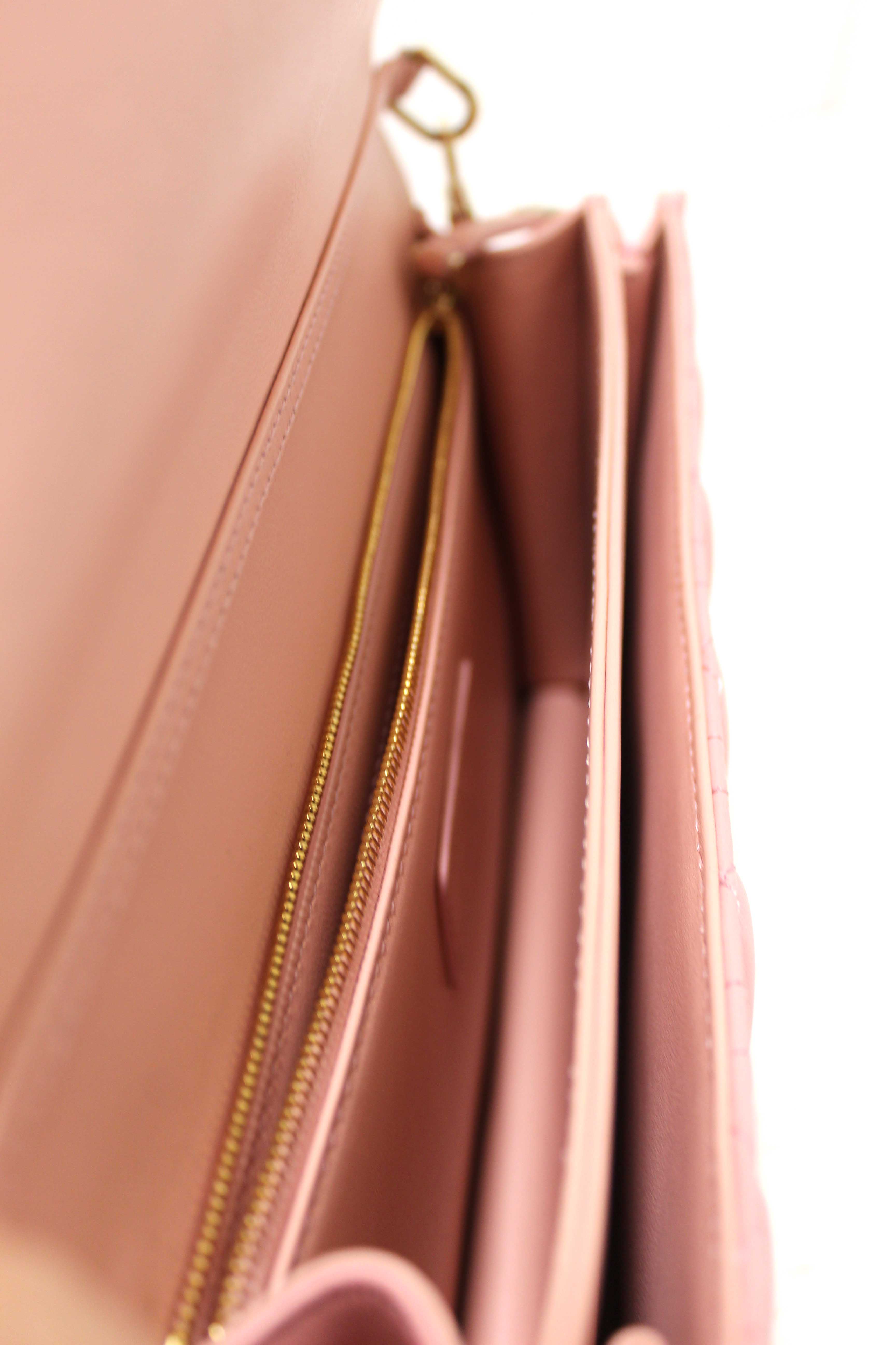 Authentic Christian Dior Pink Cannage Lambskin Leather My Dior Top Handle Bag