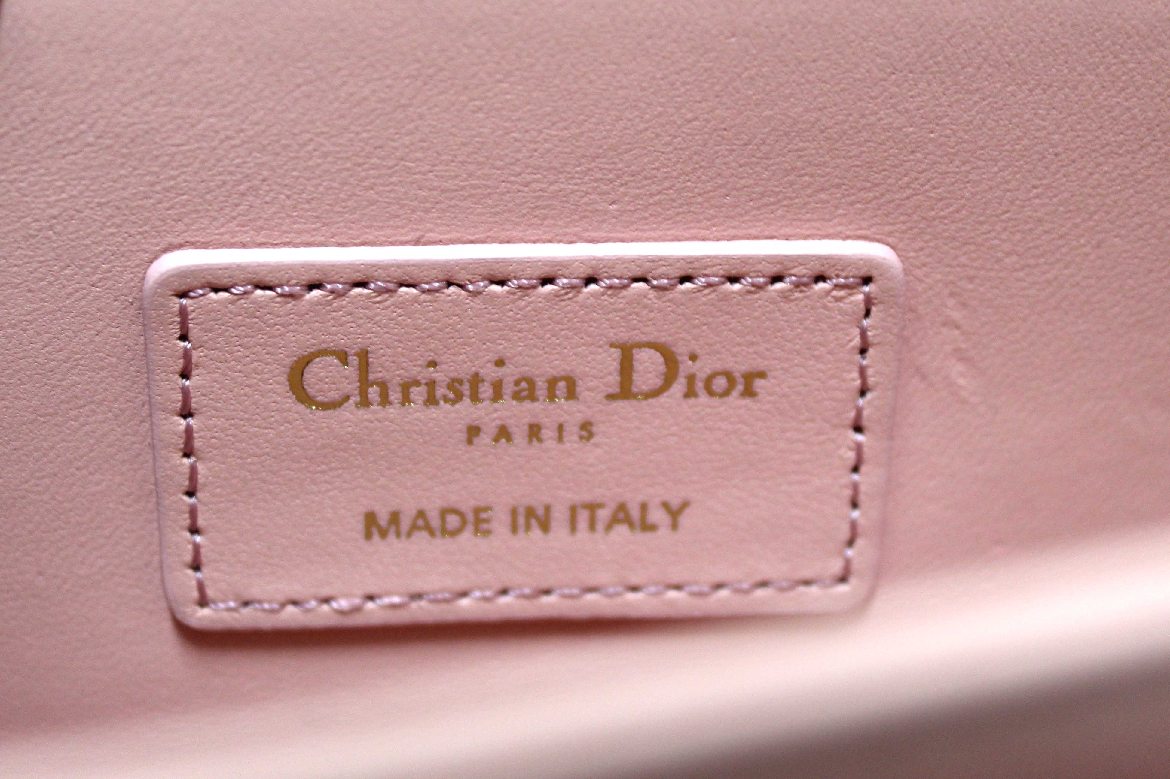 Authentic Christian Dior Pink Cannage Lambskin Leather My Dior Top Handle Bag