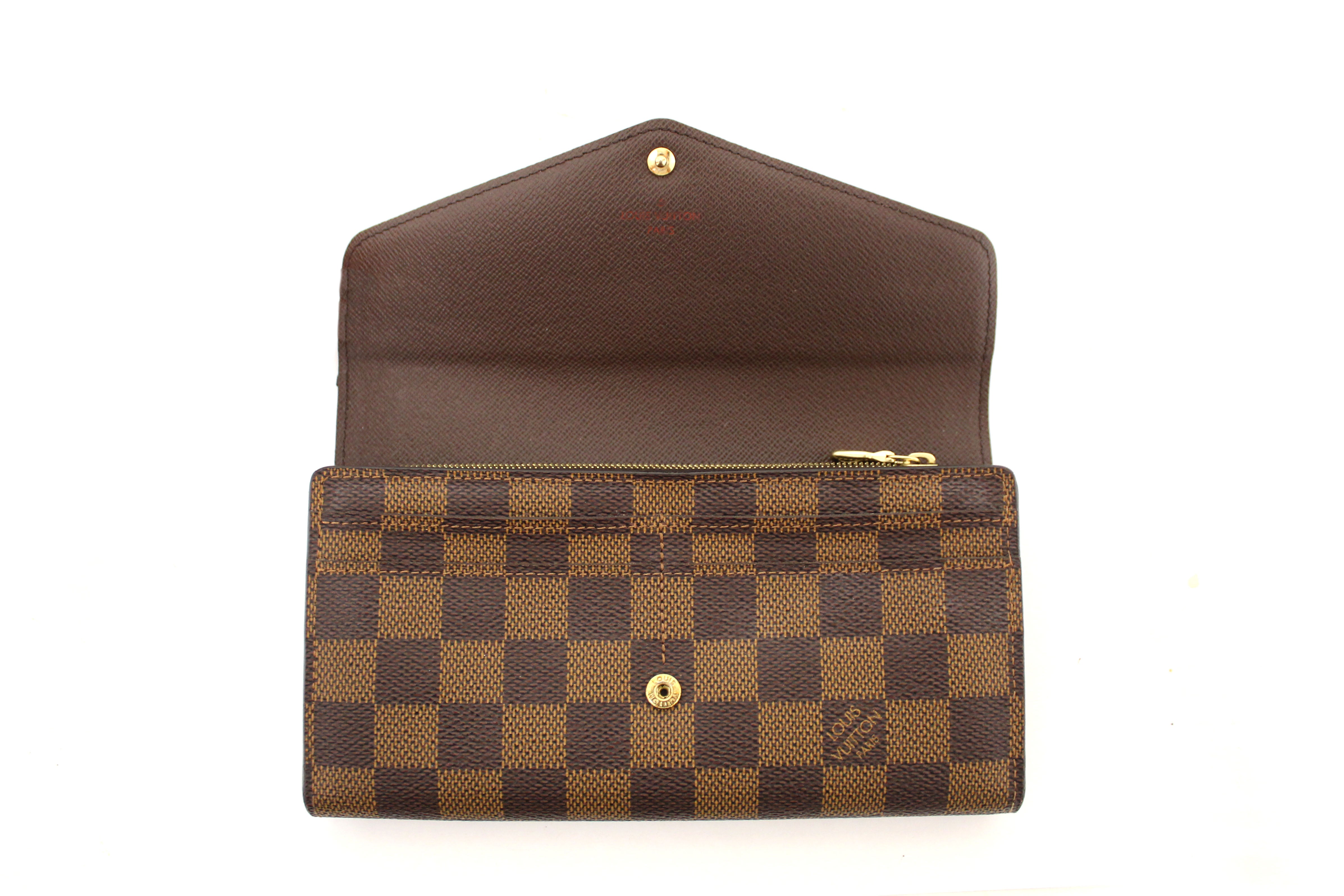 Authentic Louis Vuitton Damier Ebene Canvas Sarah Wallet