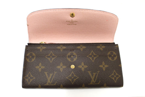 Authentic Louis Vuitton Classic Monogram Emilie Wallet Rose Pink