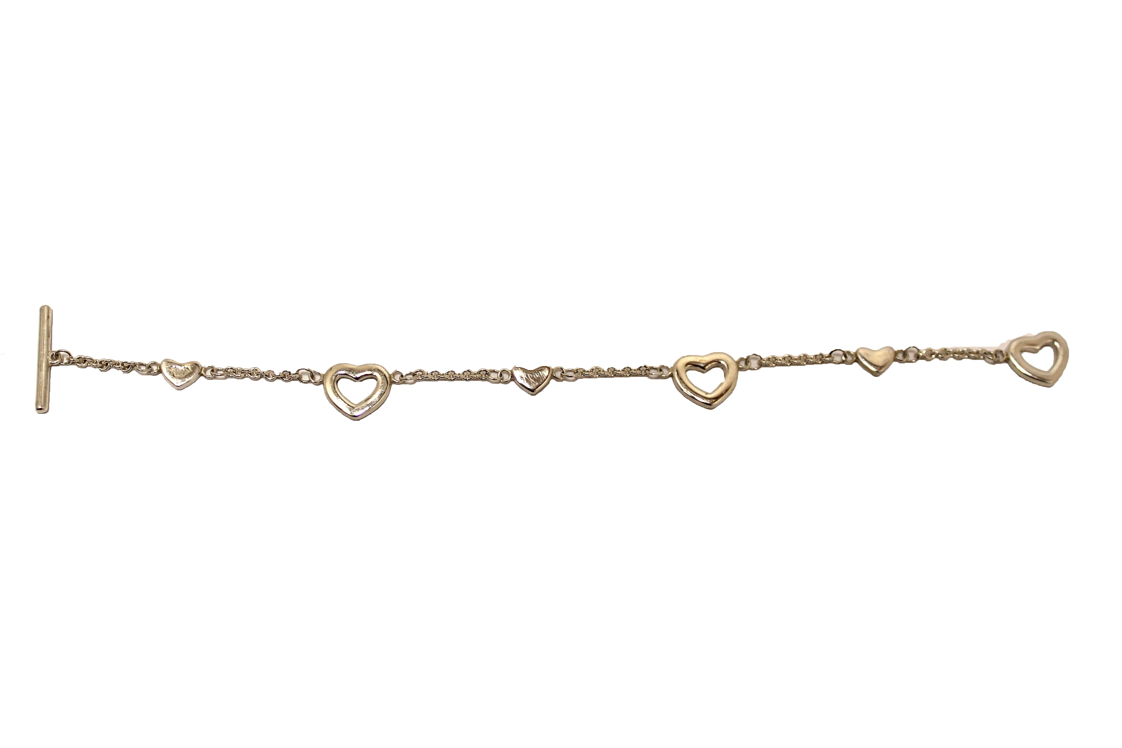 Authentic Tiffany & Co. 925 Sterling Silver Heart Link Bracelet