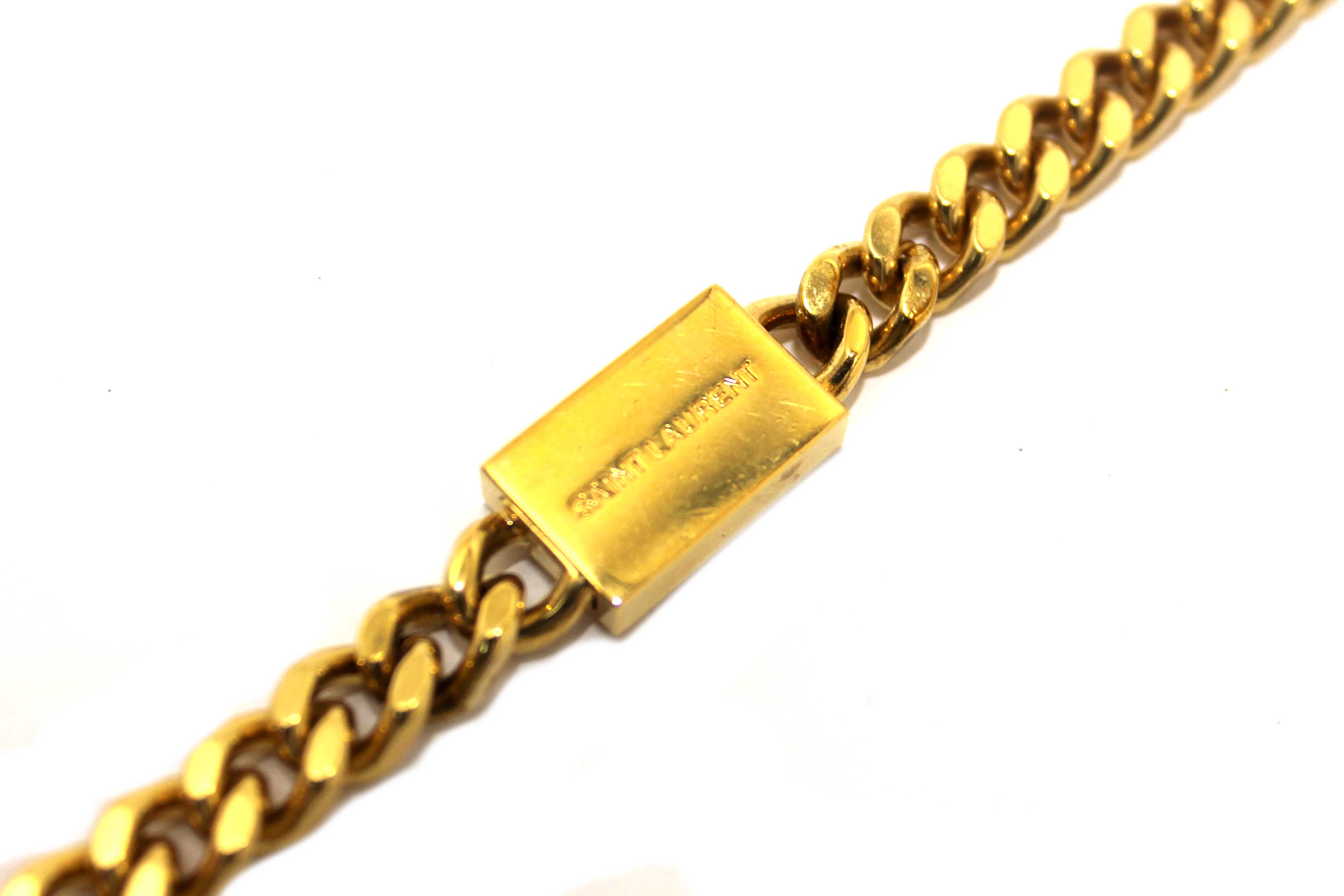 Authentic Saint Laurent Black Crocodile-Embossed Leather and Tassel Medium Kate Chain Bag